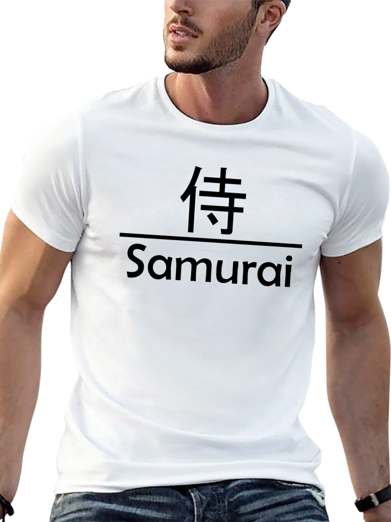 Samurai Graphic Print Black T-Shirt