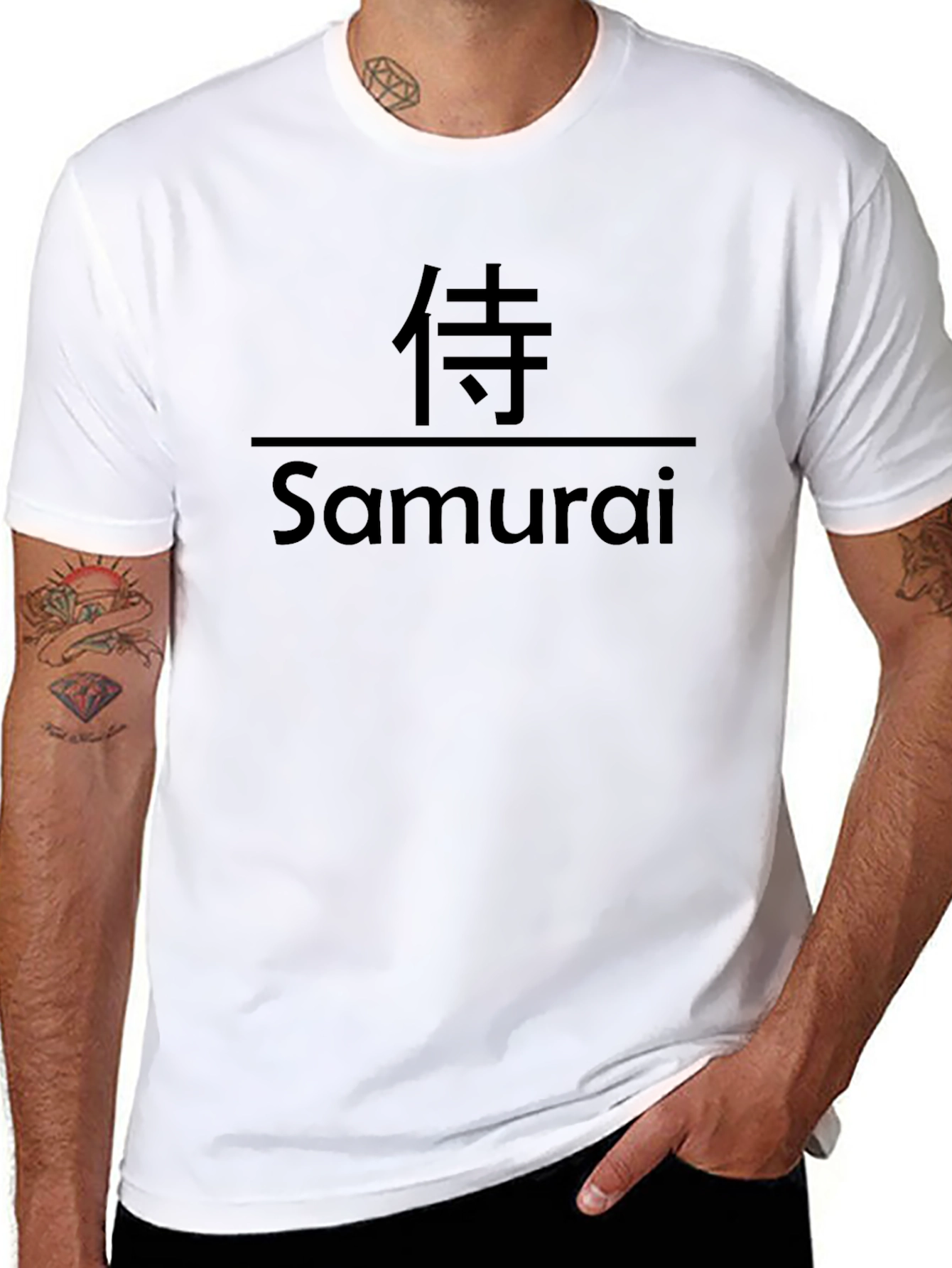 Samurai Graphic Print Black T-Shirt