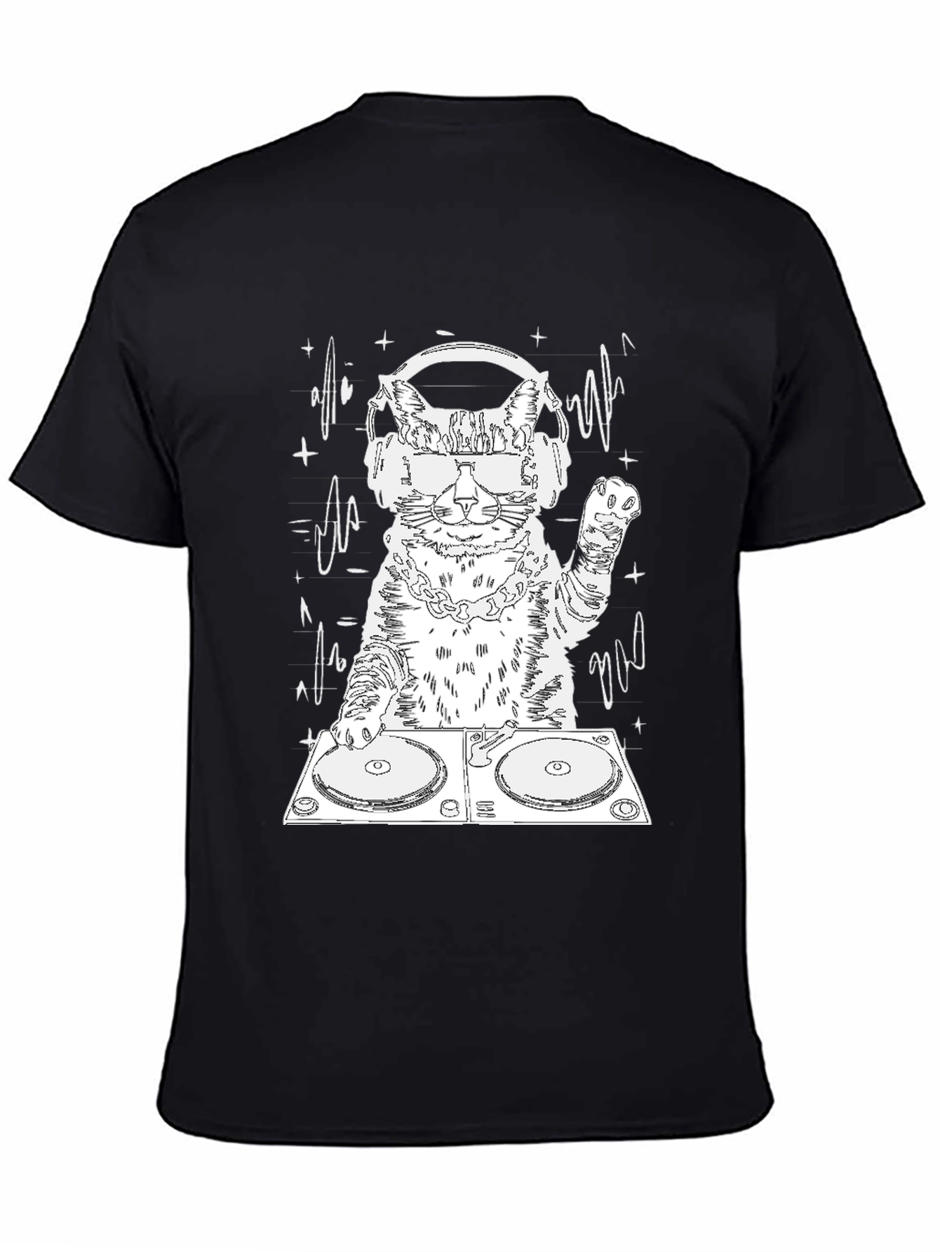 DJ Cat Graphic Tee - Cool Feline Musician T-Shirt