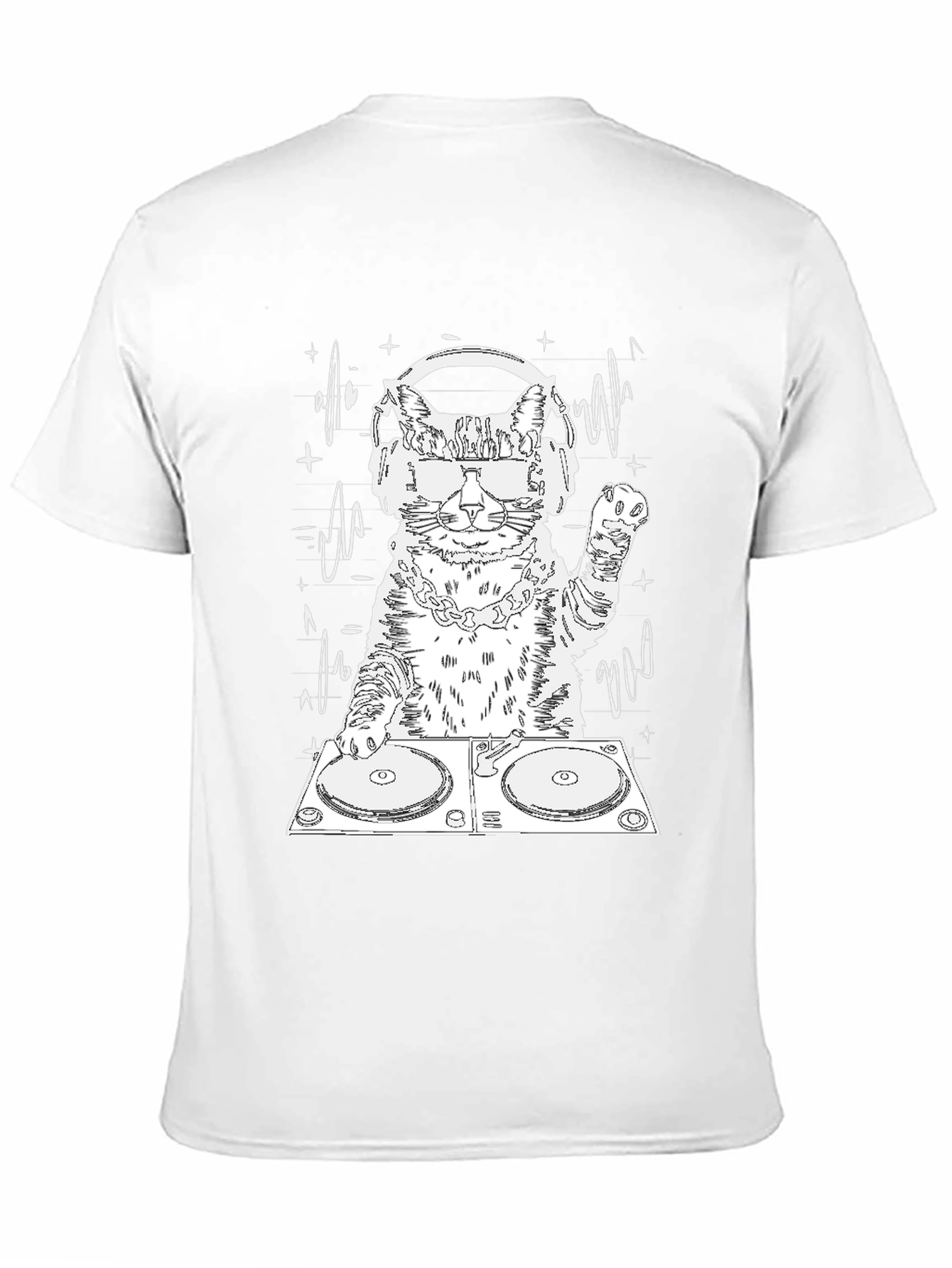 DJ Cat Graphic Tee - Cool Feline Musician T-Shirt
