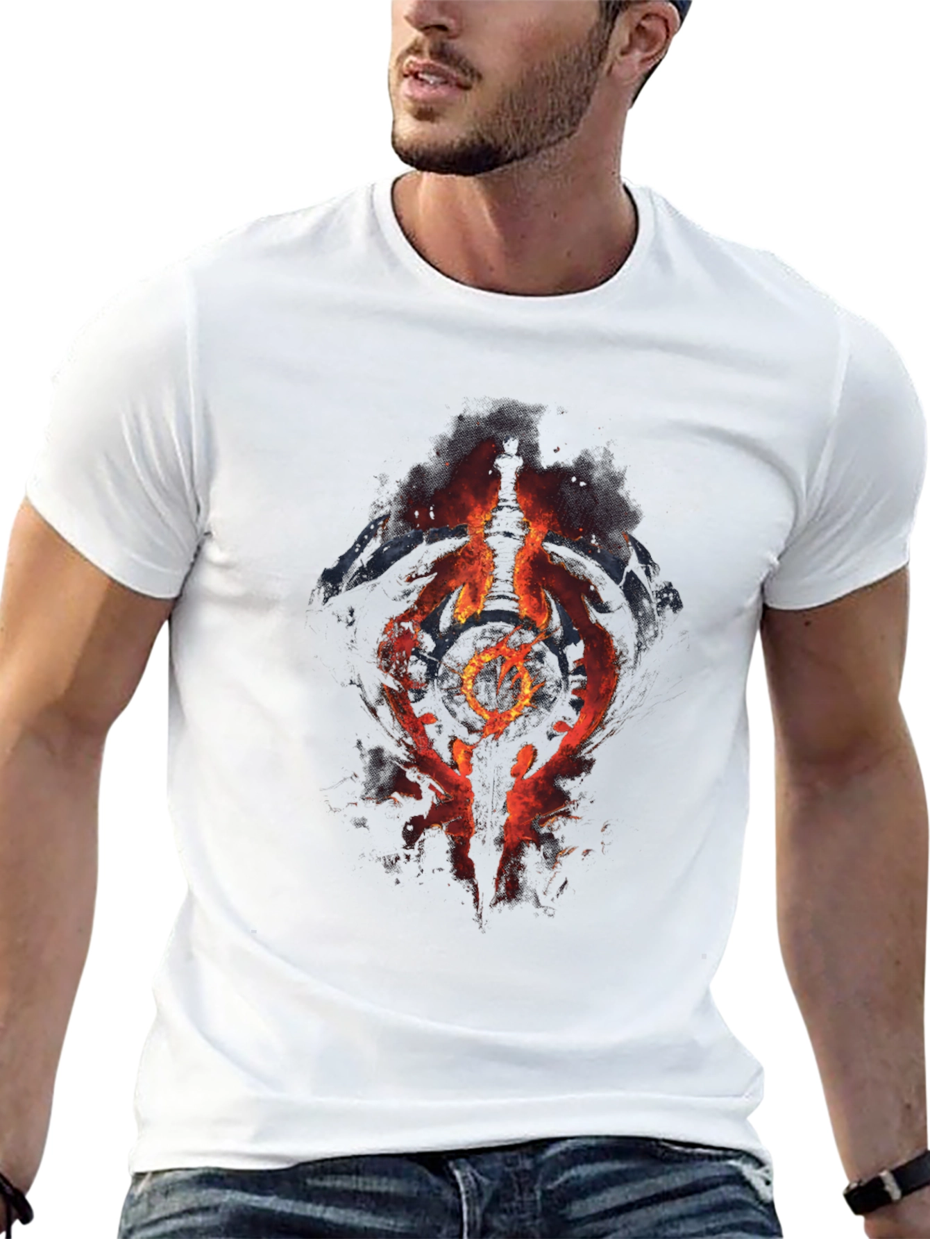 Fiery Symbol Graphic Black T-Shirt