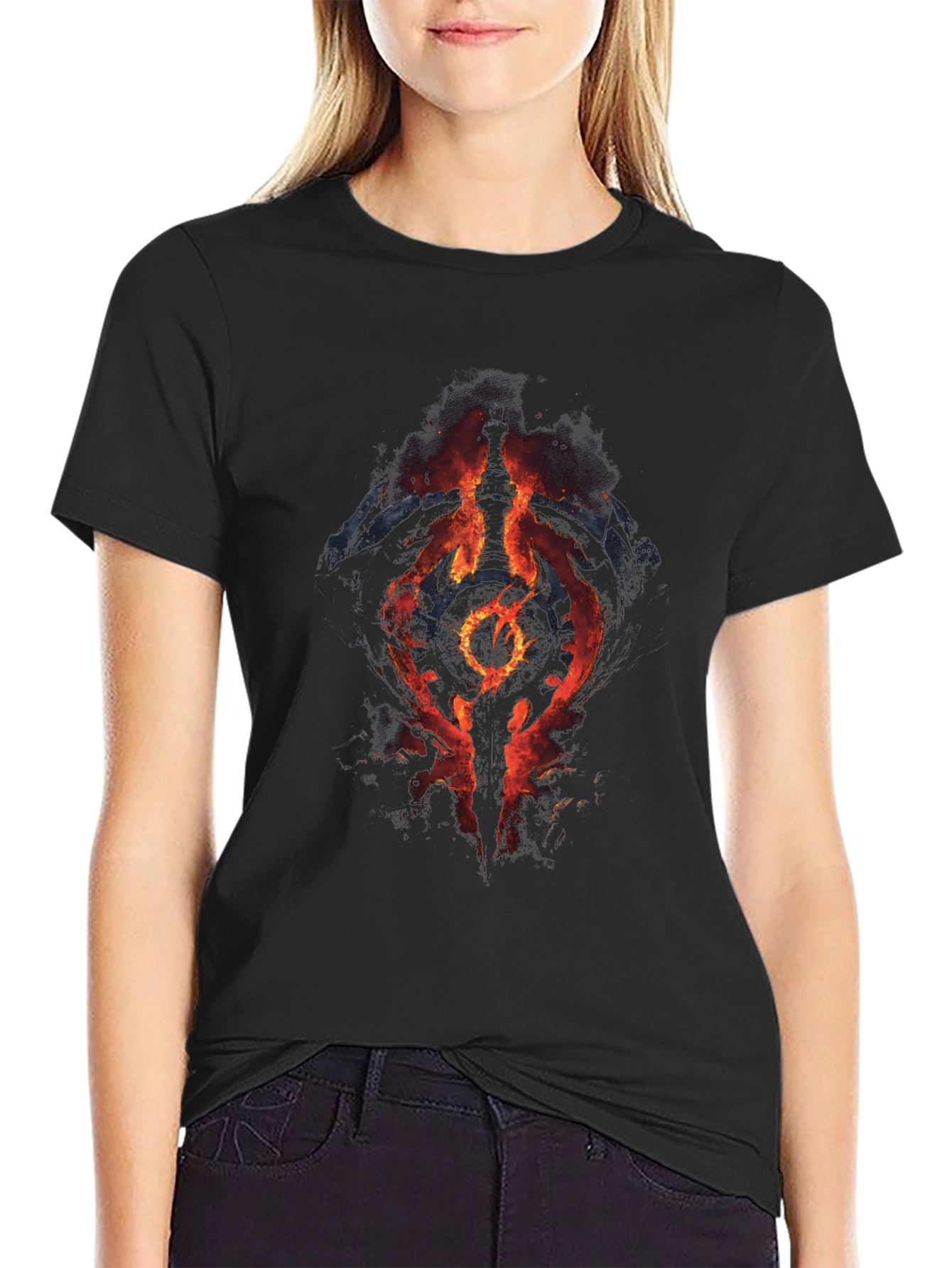 Fiery Symbol Graphic Black T-Shirt