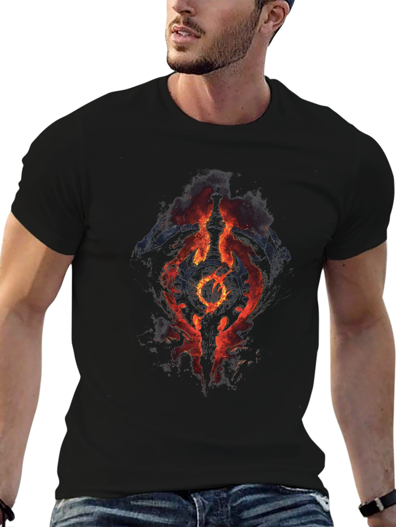 Fiery Symbol Graphic Black T-Shirt