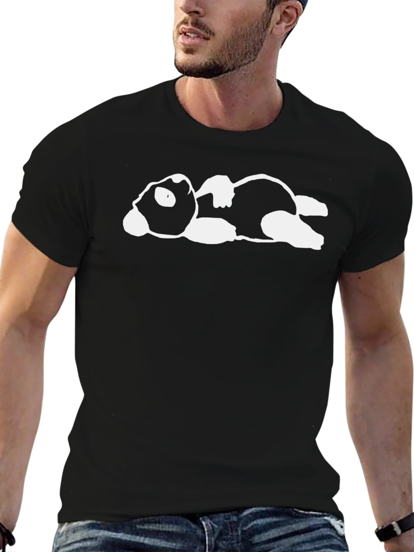 Lazy Panda Graphic Tee - Black