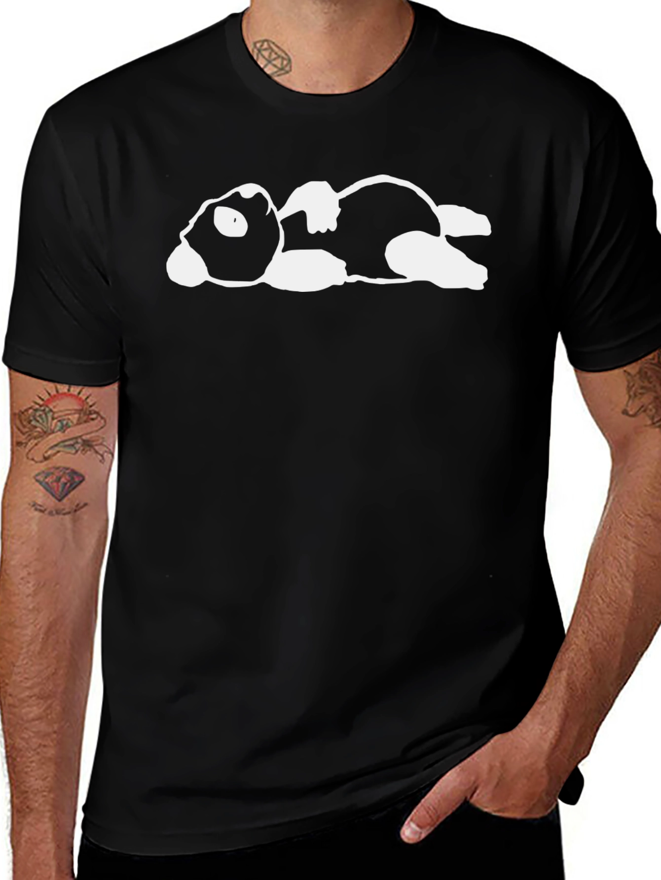 Lazy Panda Graphic Tee - Black