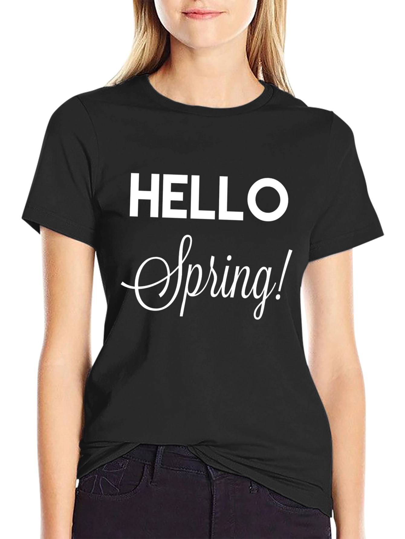 Hello Spring! Graphic Tee - Black Casual T-Shirt