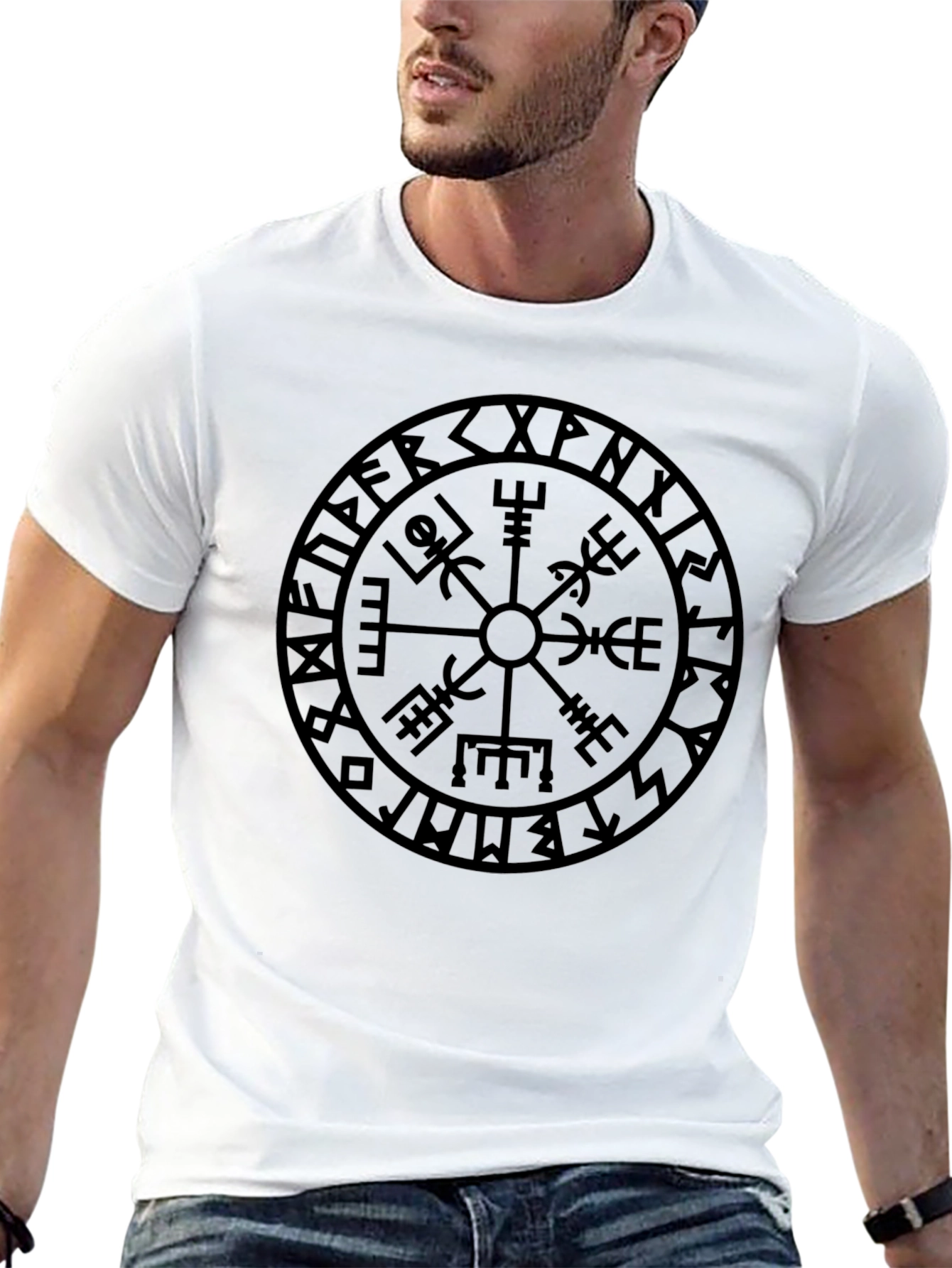 Vegvisir Compass T-Shirt - Viking Runes Graphic Tee