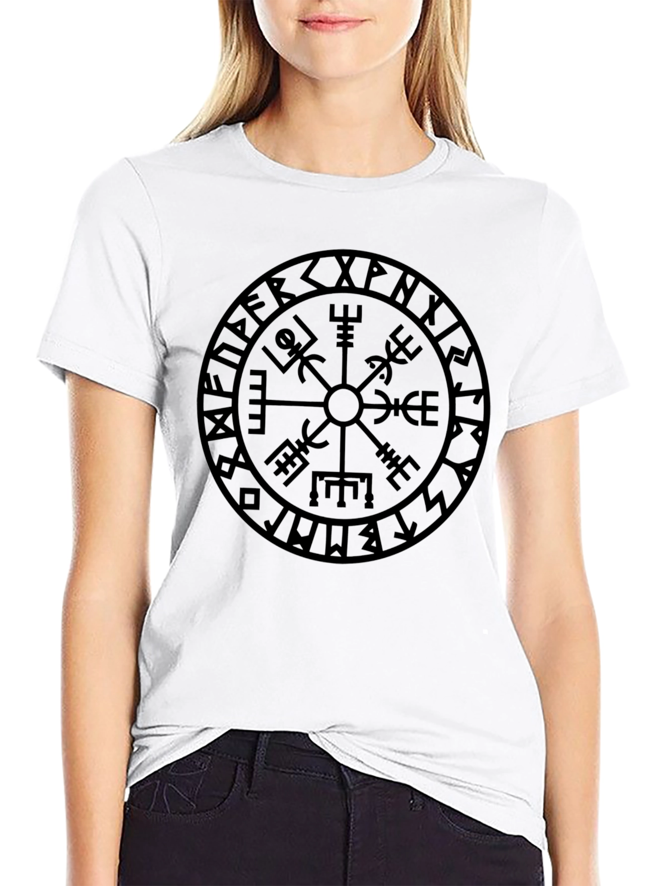 Vegvisir Compass T-Shirt - Viking Runes Graphic Tee