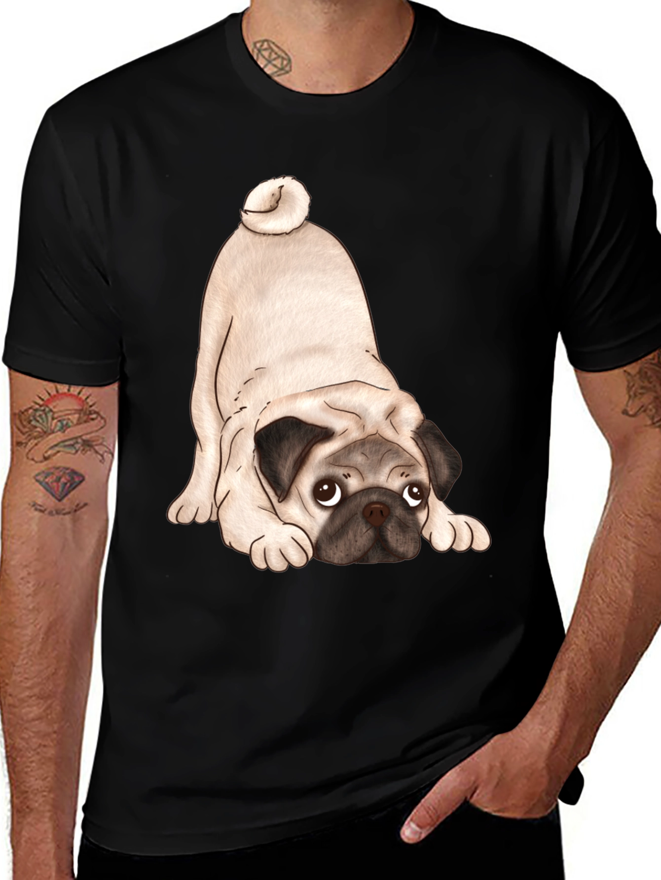 Cute Pug T-Shirt - Black Graphic Tee