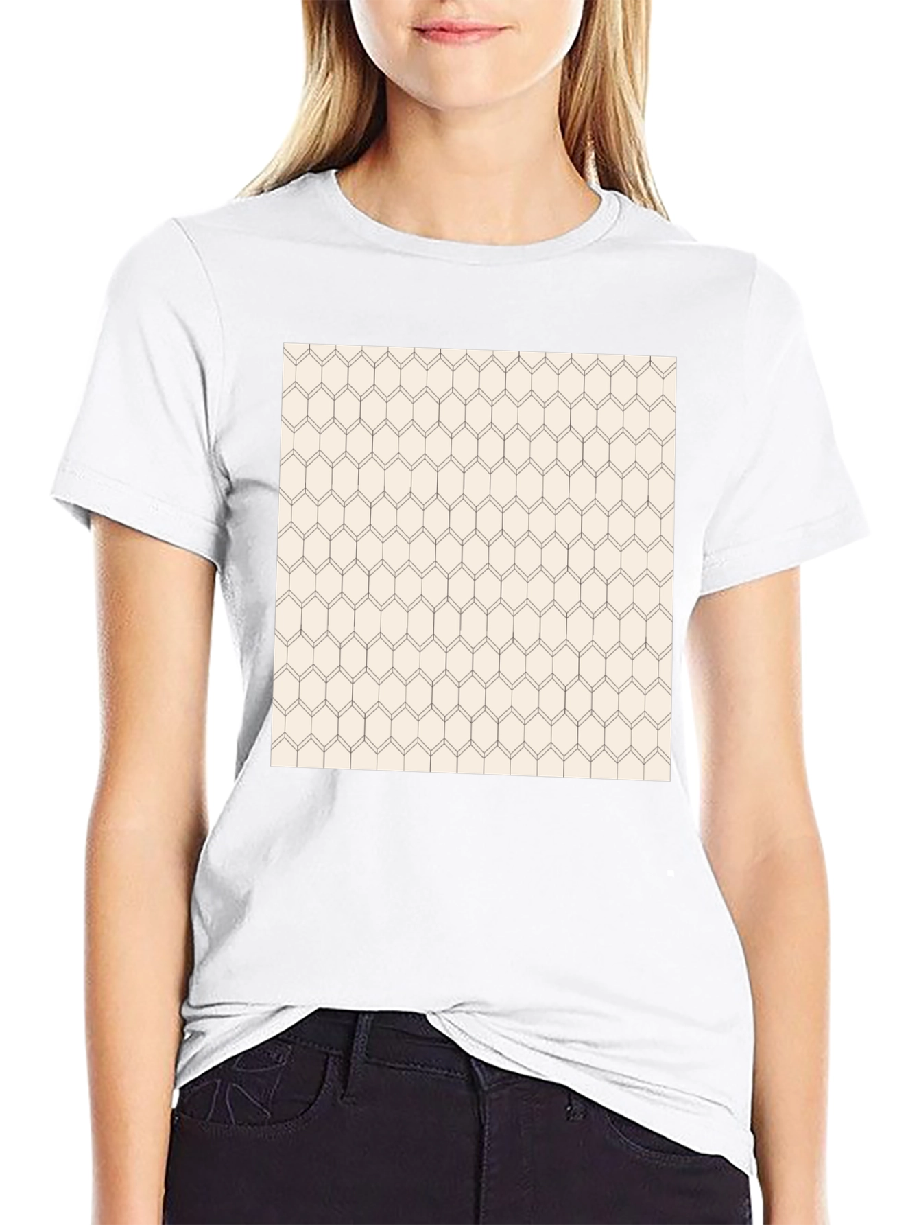 Geometric Pattern Black Tee