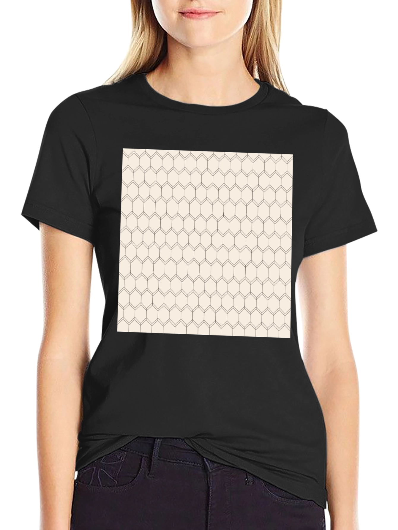 Geometric Pattern Black Tee