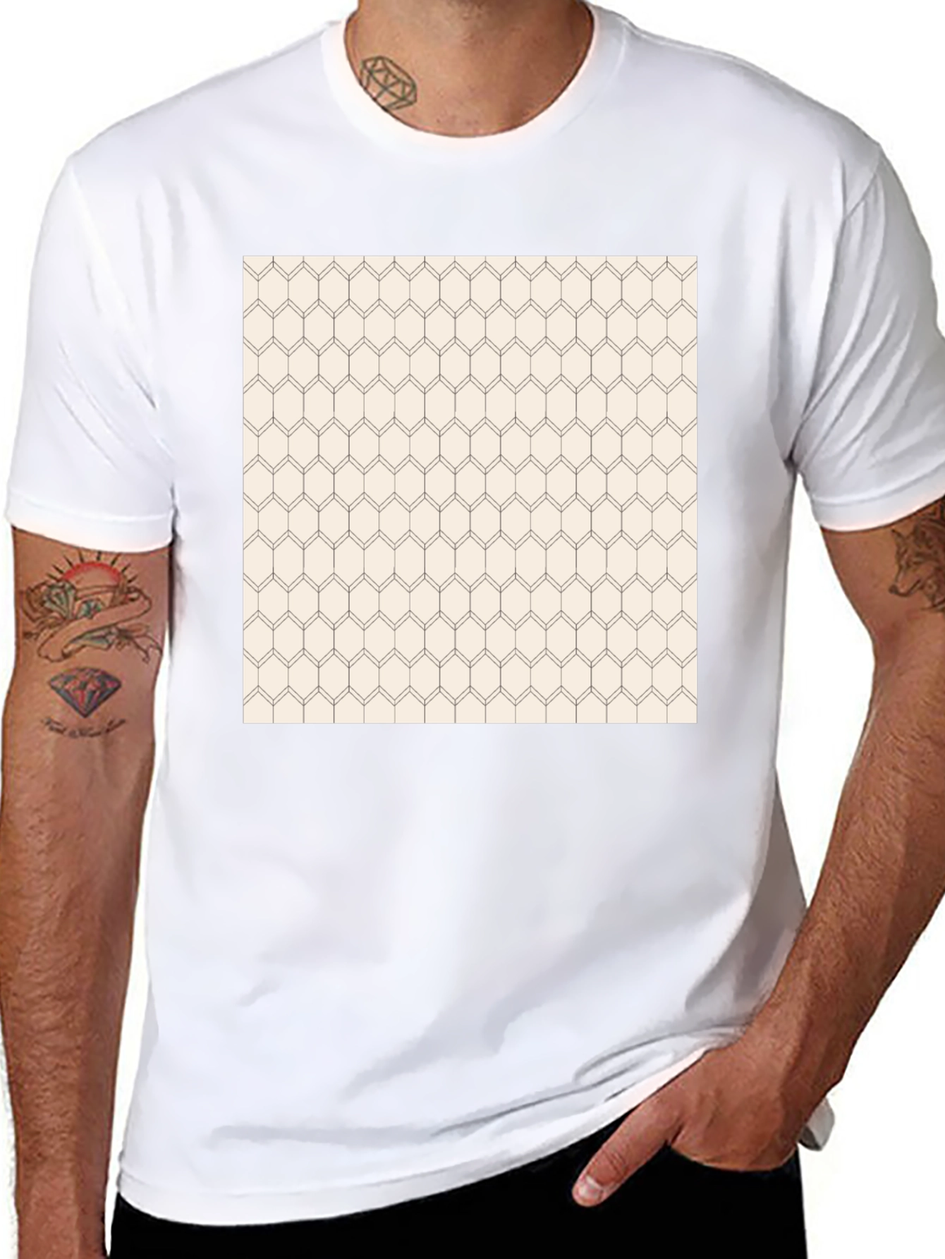 Geometric Pattern Black Tee