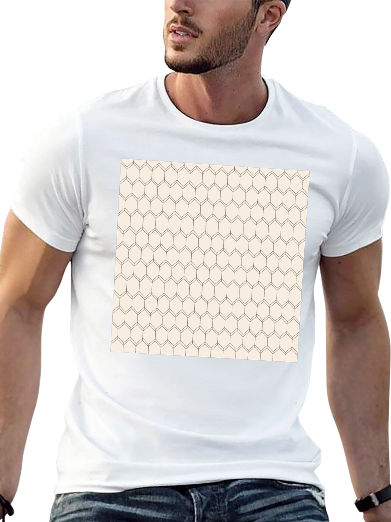 Geometric Pattern Black Tee