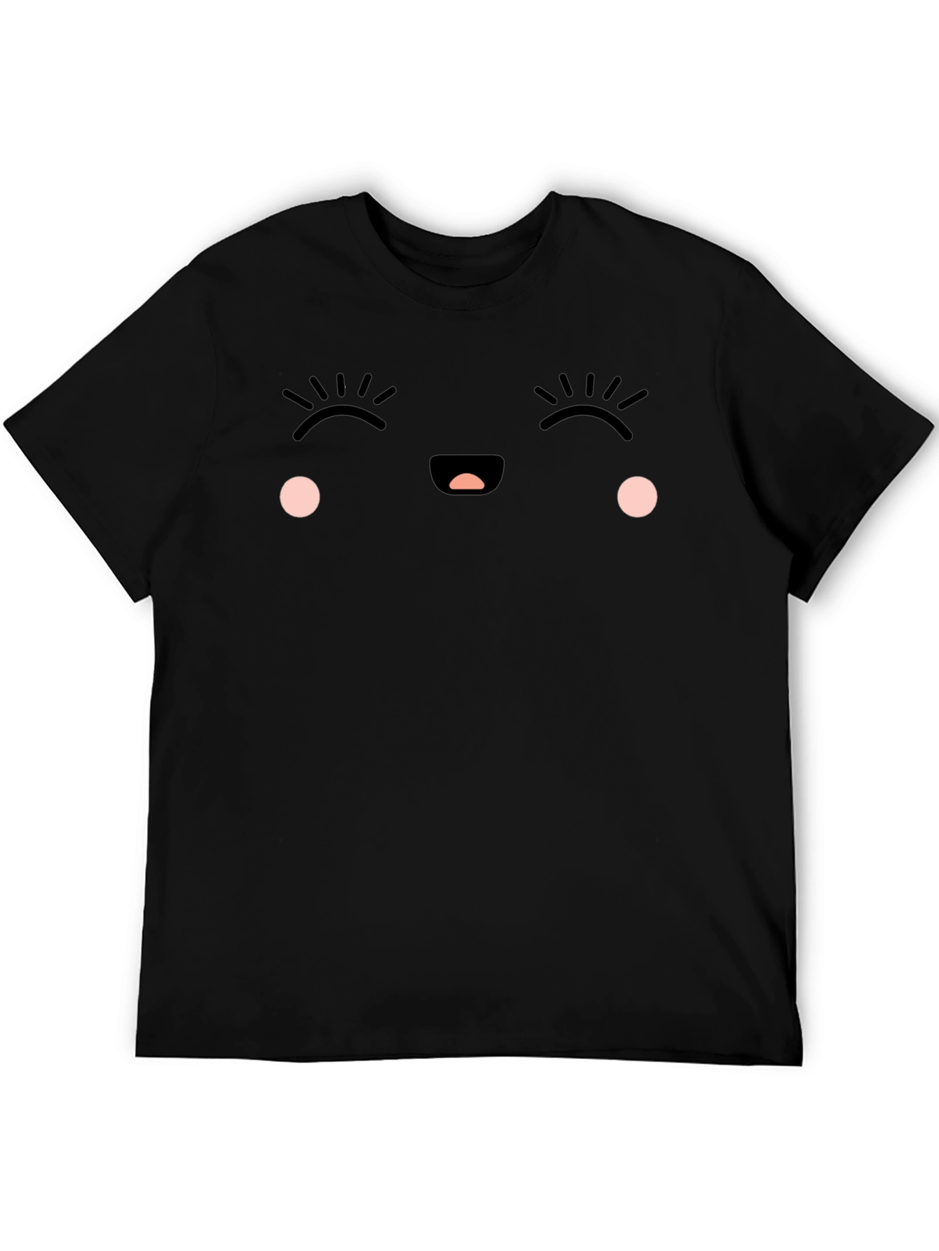 Cute Kawaii Face Black T-Shirt