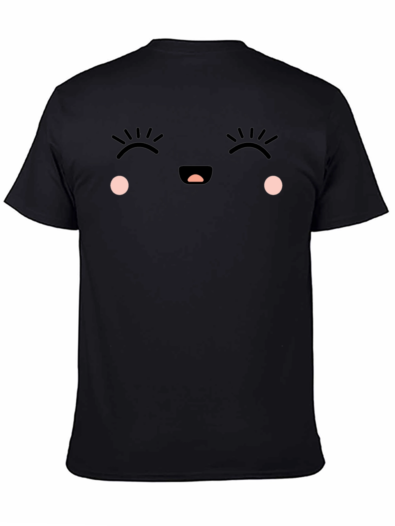 Cute Kawaii Face Black T-Shirt