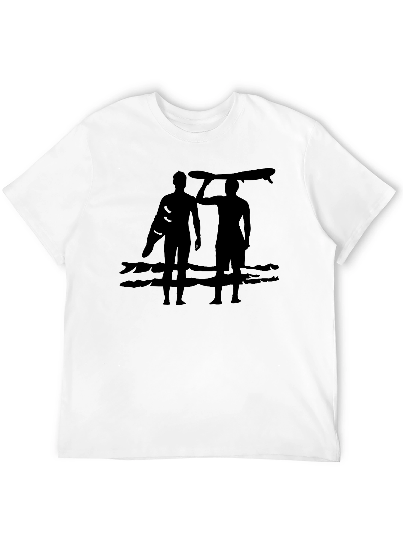 Surfer Silhouette Graphic Tee - Casual Cotton Shirt