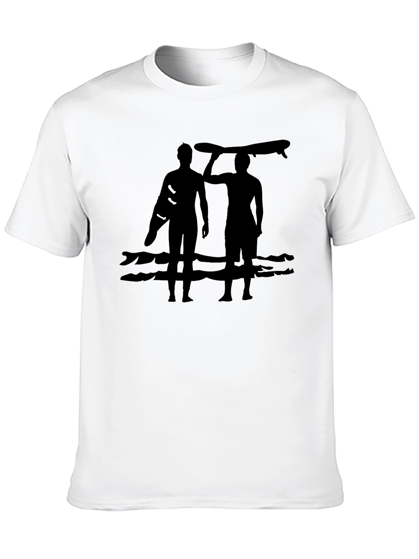 Surfer Silhouette Graphic Tee - Casual Cotton Shirt