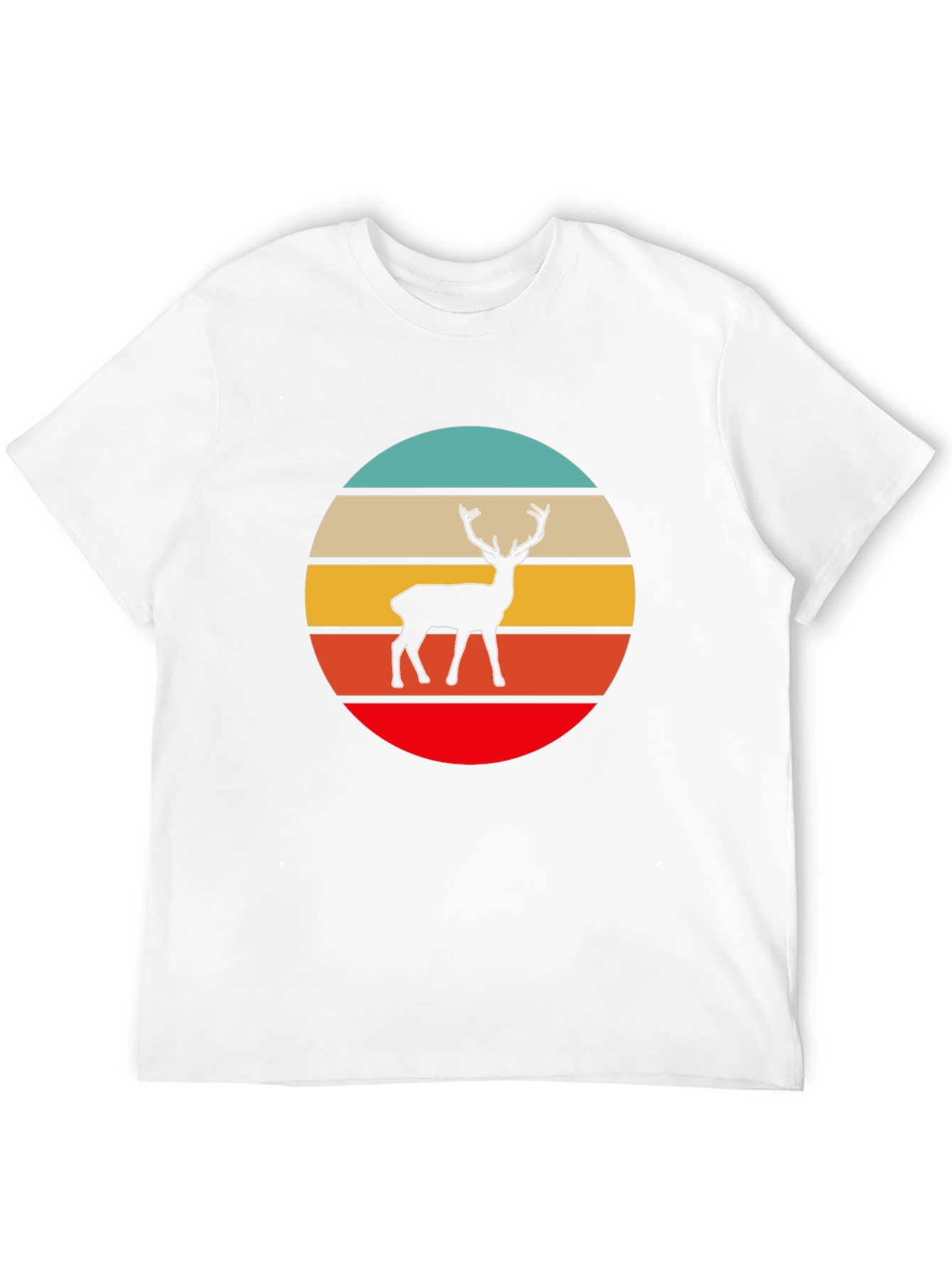 Retro Deer Graphic Tee - Black Cotton T-Shirt