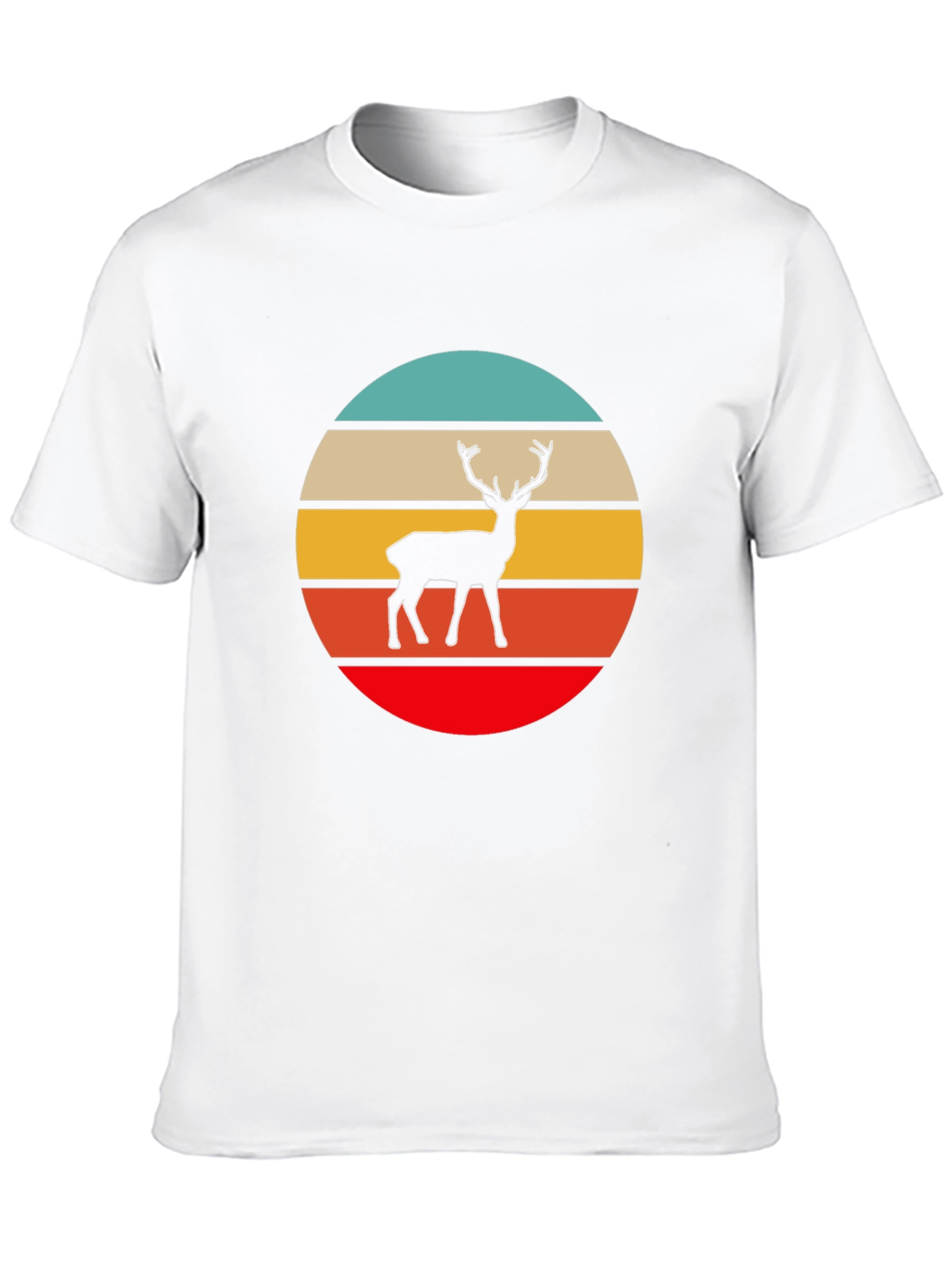 Retro Deer Graphic Tee - Black Cotton T-Shirt