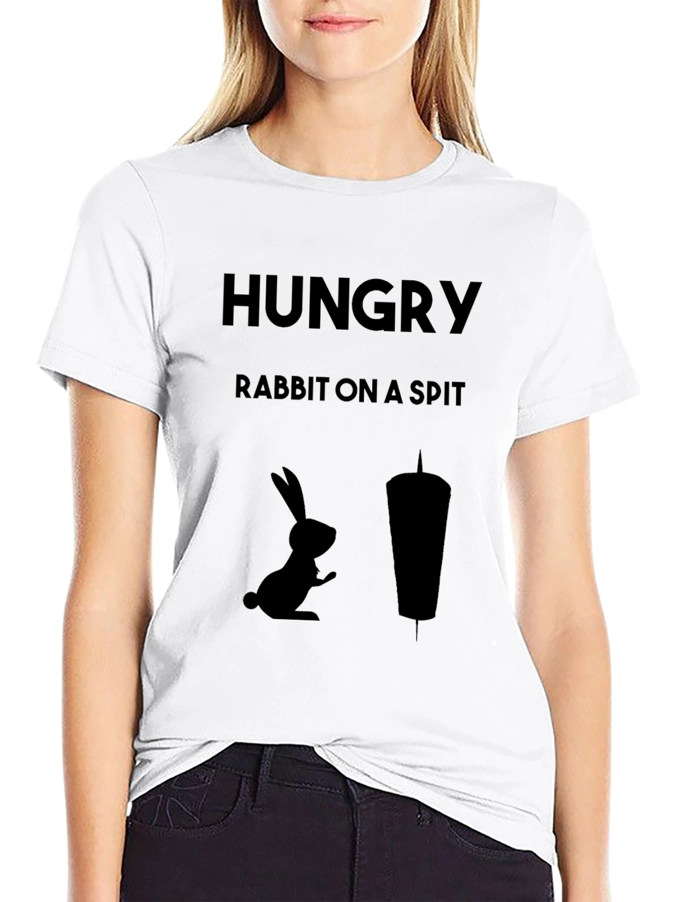 Hungry Rabbit On a Spit Funny Graphic Tee
