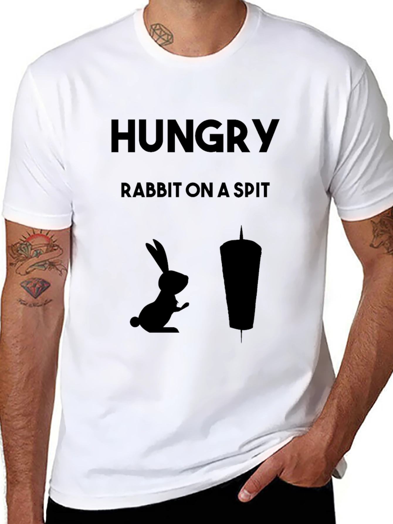 Hungry Rabbit On a Spit Funny Graphic Tee