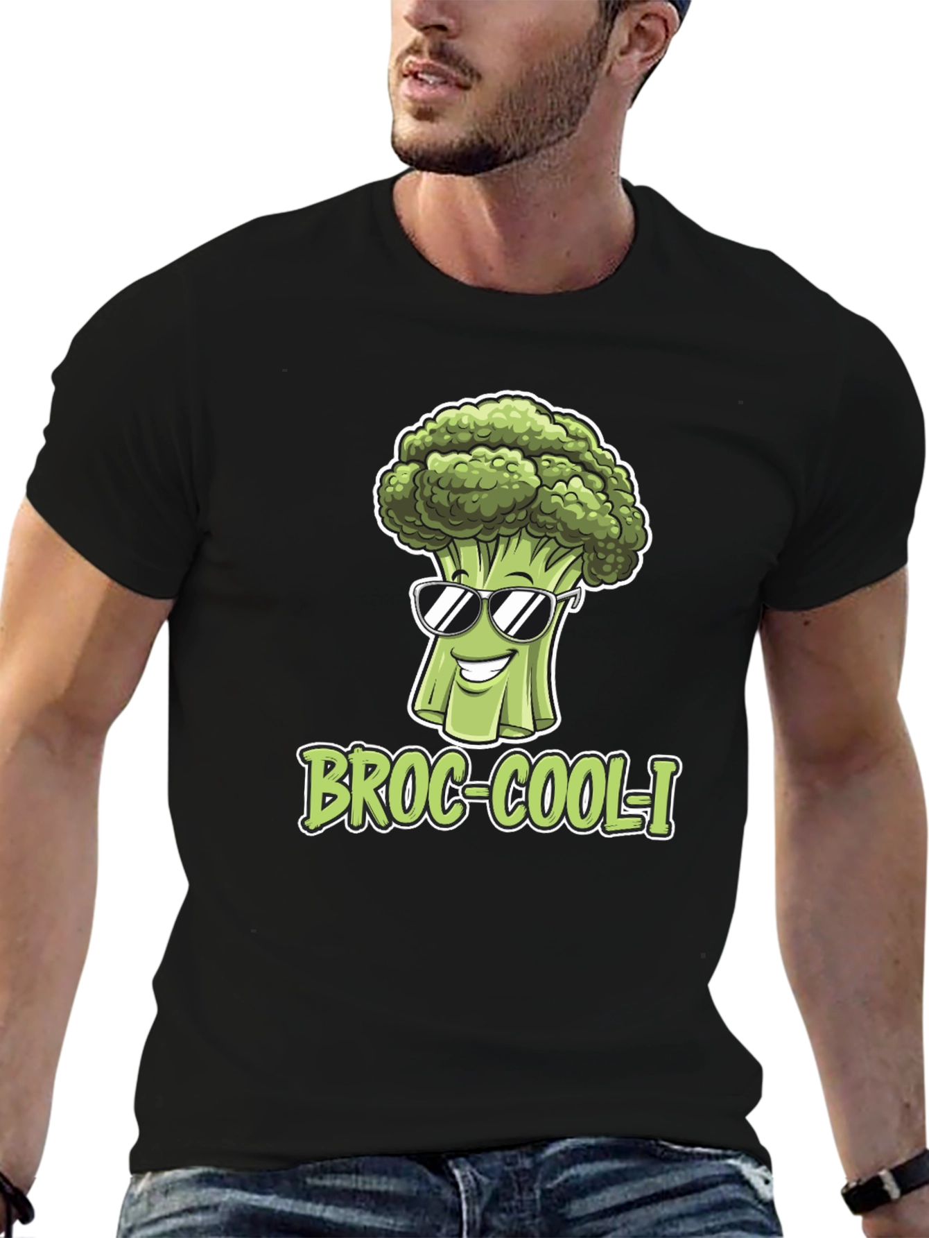 Broccoli Cartoon Graphic T-Shirt - Broc-Cool-i!