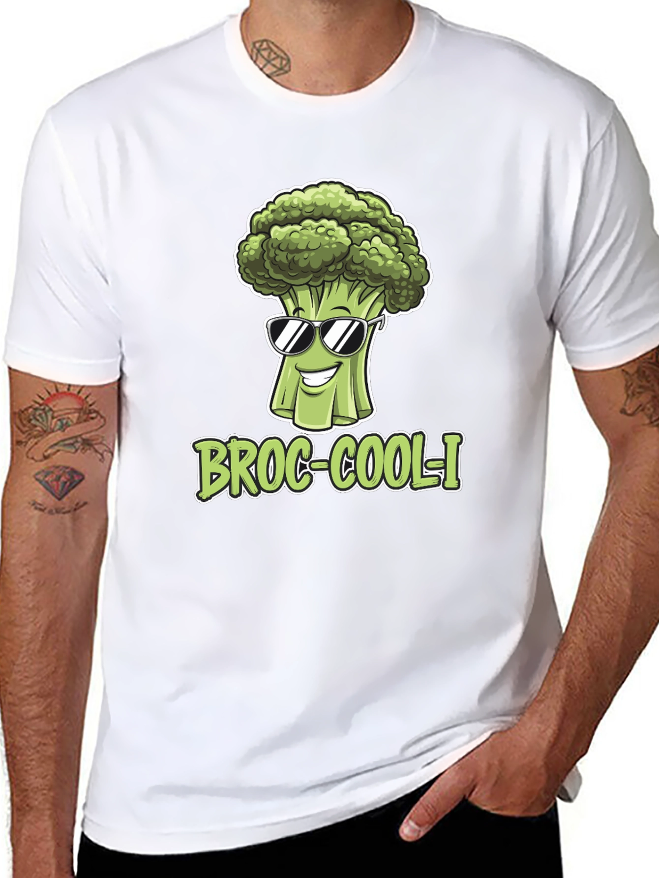 Broccoli Cartoon Graphic T-Shirt - Broc-Cool-i!