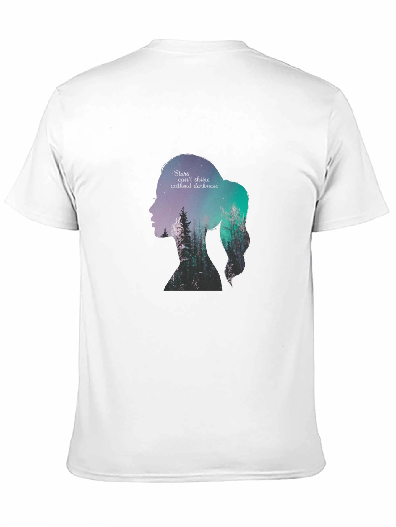 Stars & Darkness Woman Silhouette Graphic Tee - Black