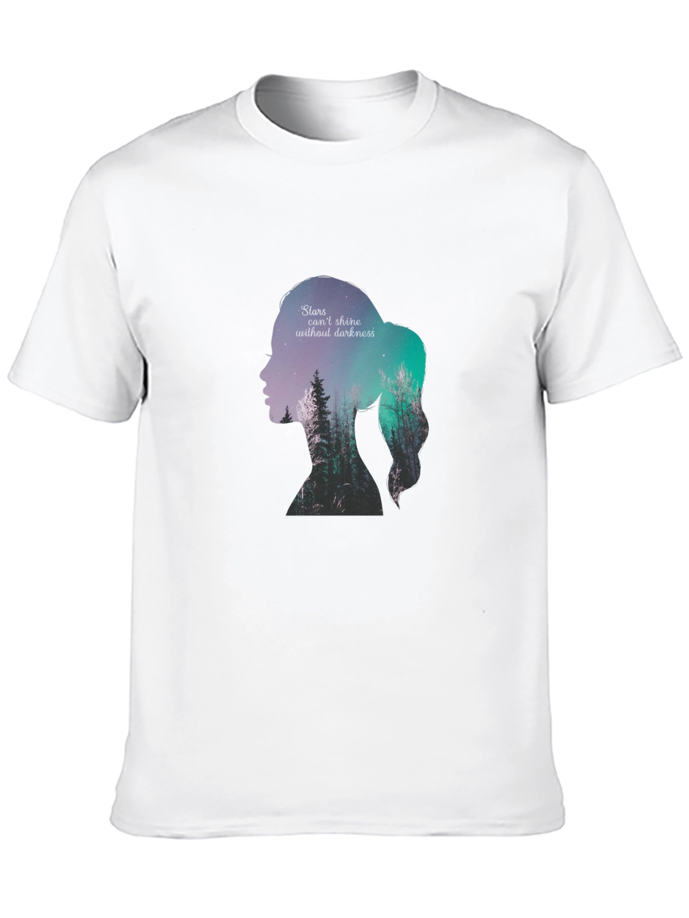 Stars & Darkness Woman Silhouette Graphic Tee - Black