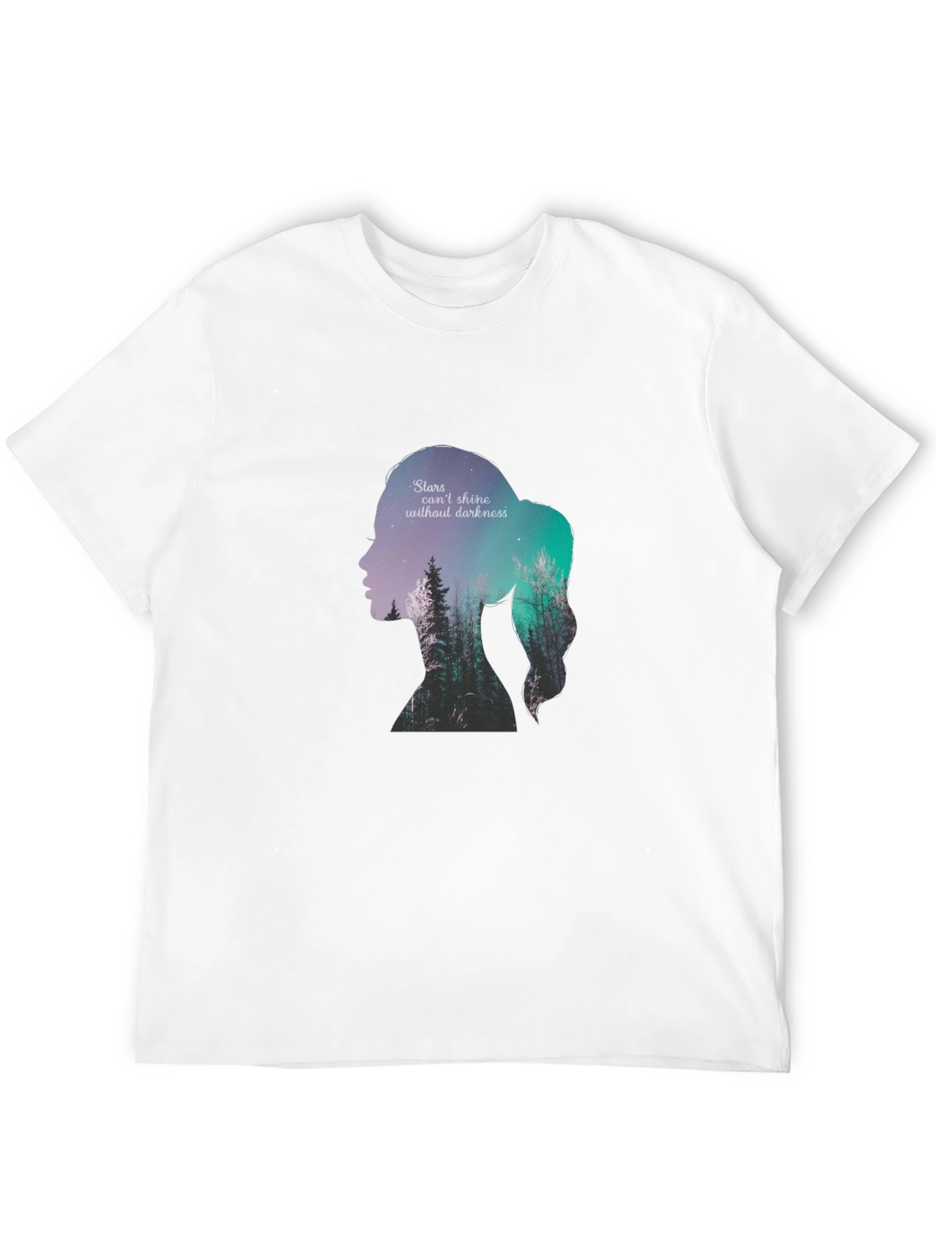 Stars & Darkness Woman Silhouette Graphic Tee - Black