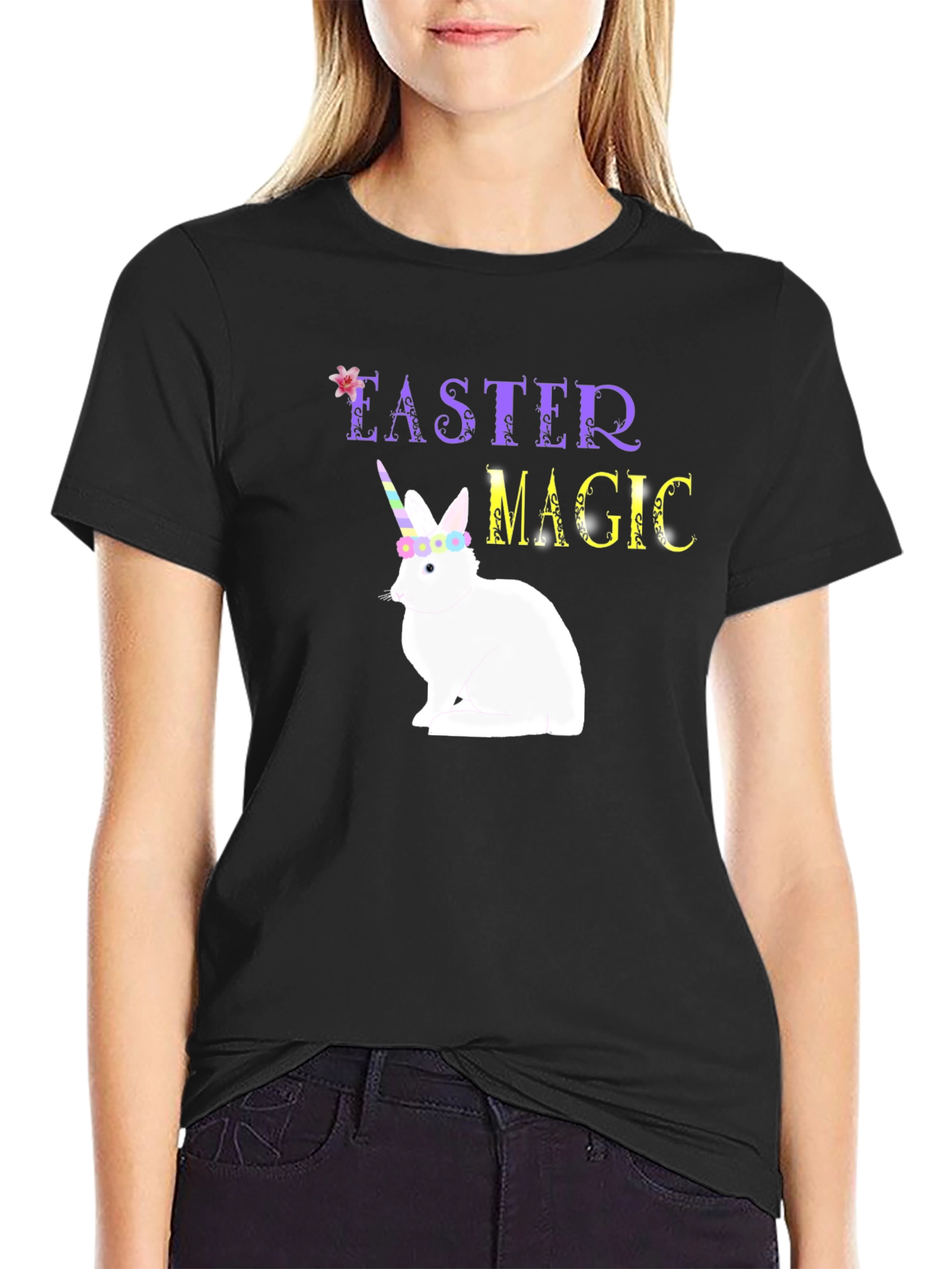 Easter Magic Unicorn Bunny Graphic T-Shirt