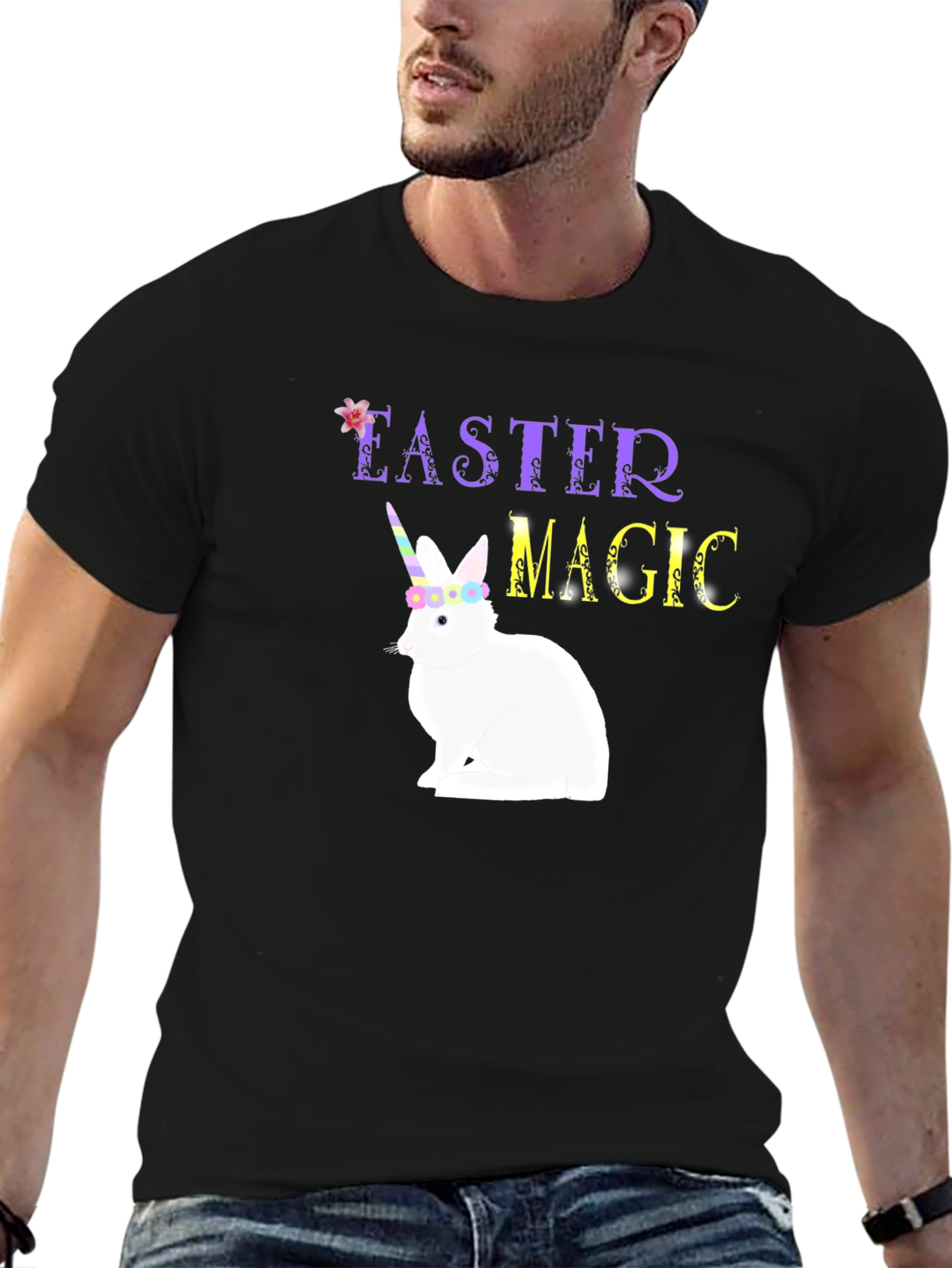 Easter Magic Unicorn Bunny Graphic T-Shirt