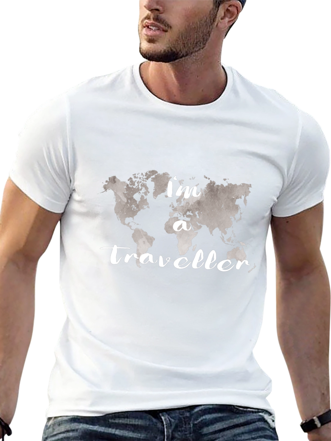 Traveler World Map Black T-Shirt