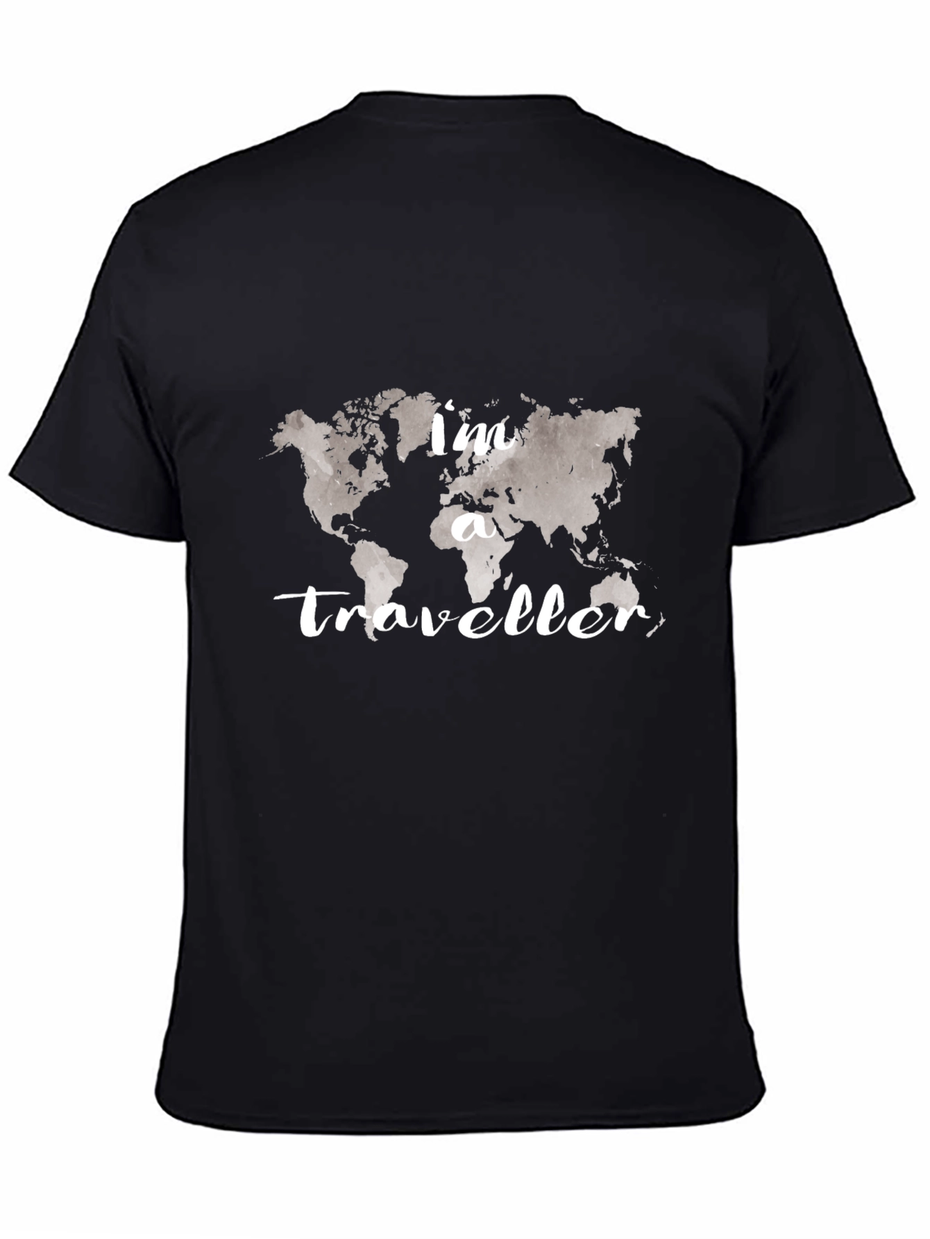 Traveler World Map Black T-Shirt