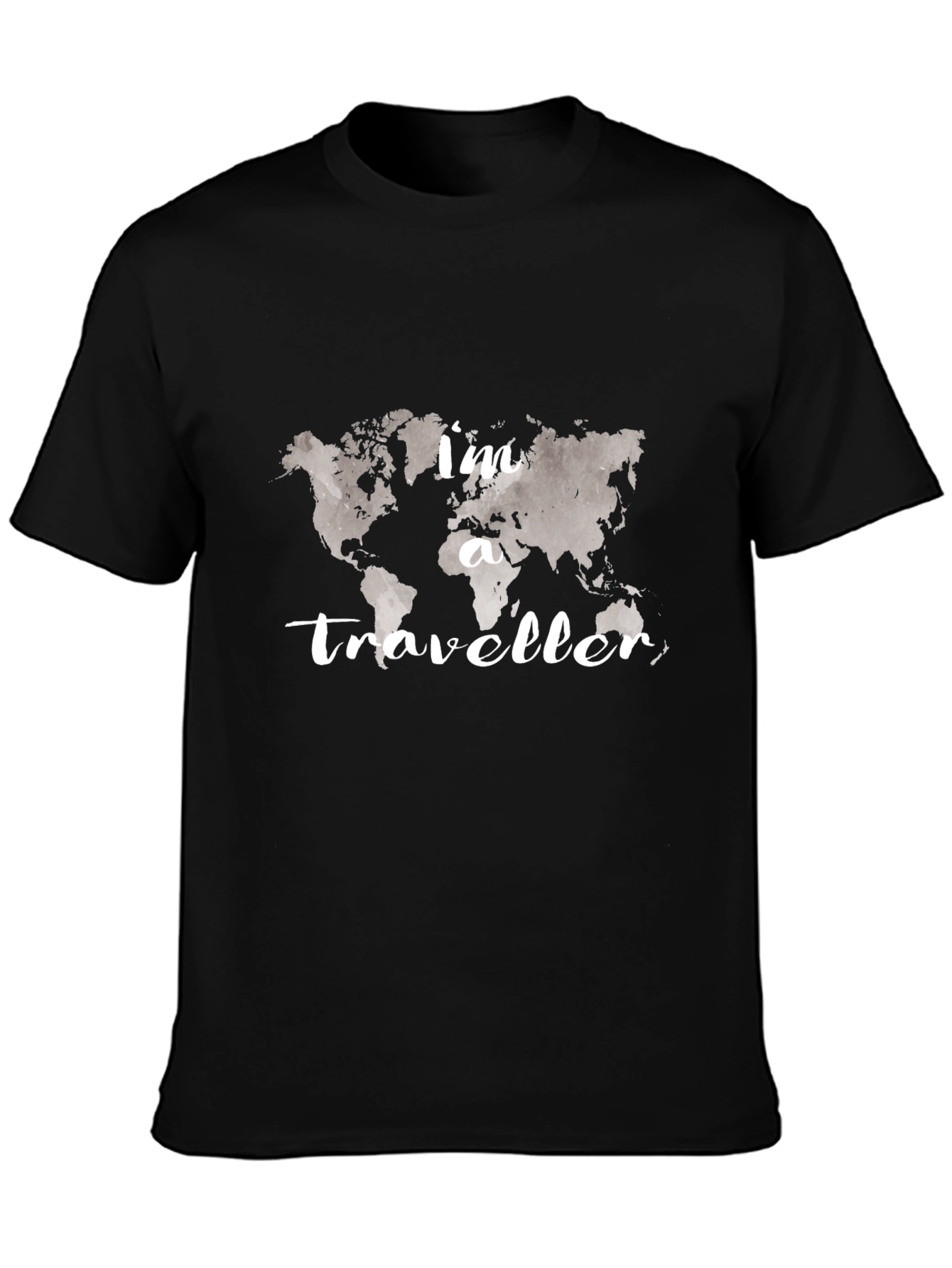 Traveler World Map Black T-Shirt