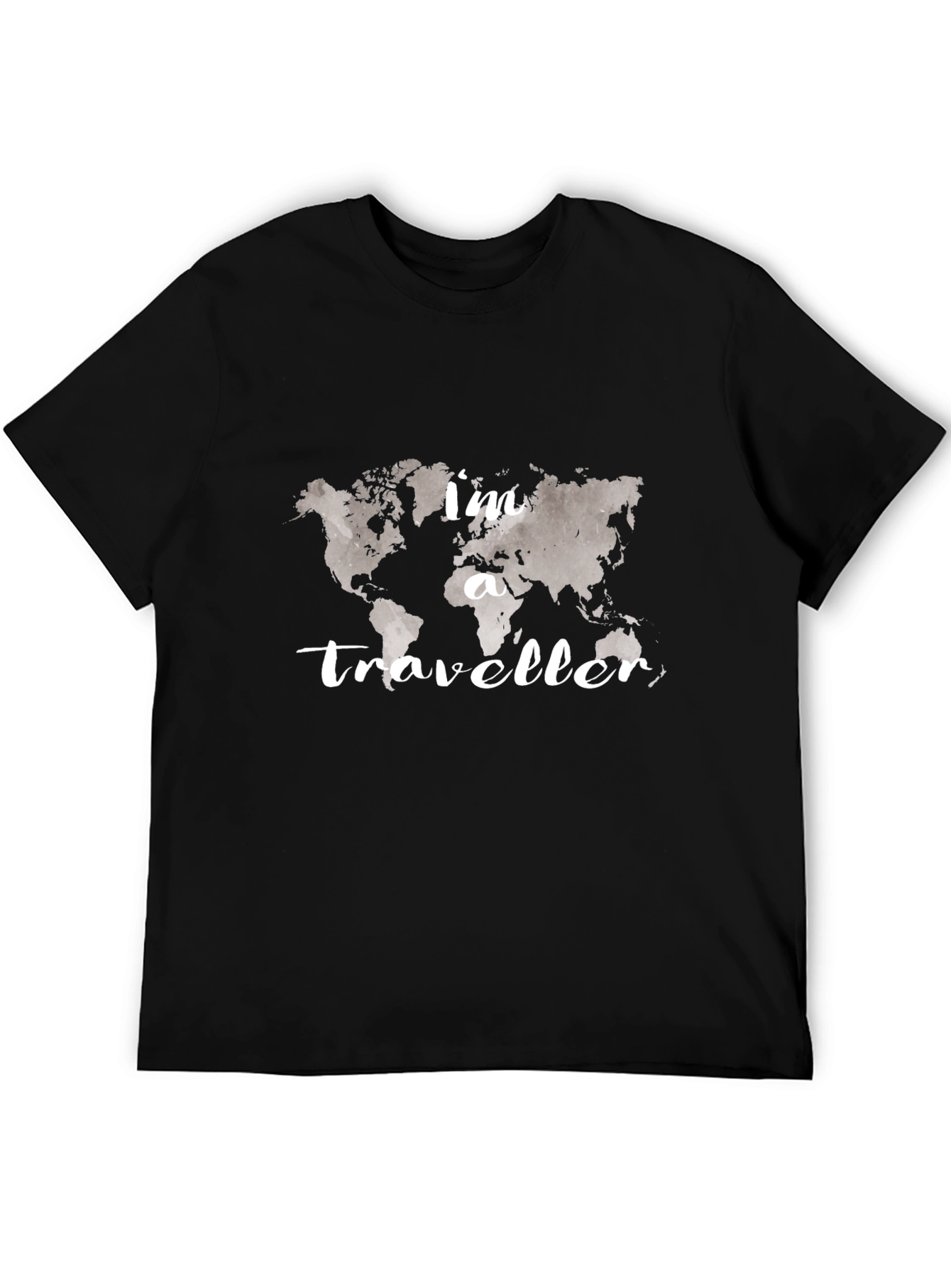 Traveler World Map Black T-Shirt