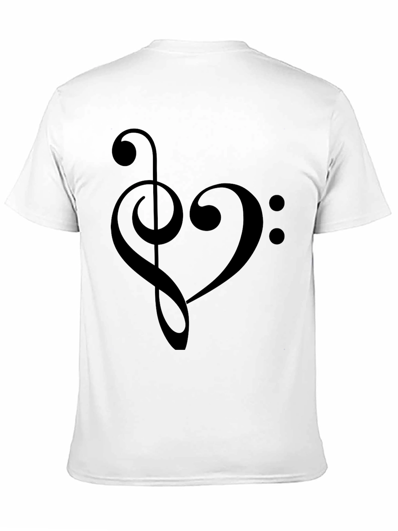 Musical Heartbeat T-Shirt - Treble & Bass Clef Design