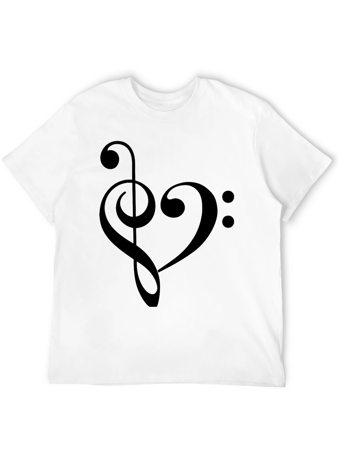 Musical Heartbeat T-Shirt - Treble & Bass Clef Design