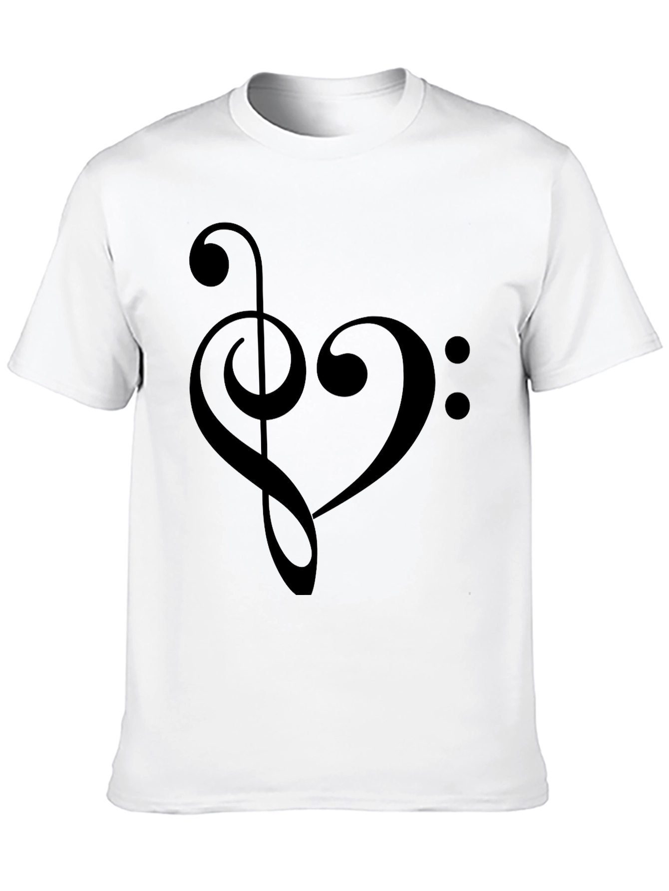 Musical Heartbeat T-Shirt - Treble & Bass Clef Design