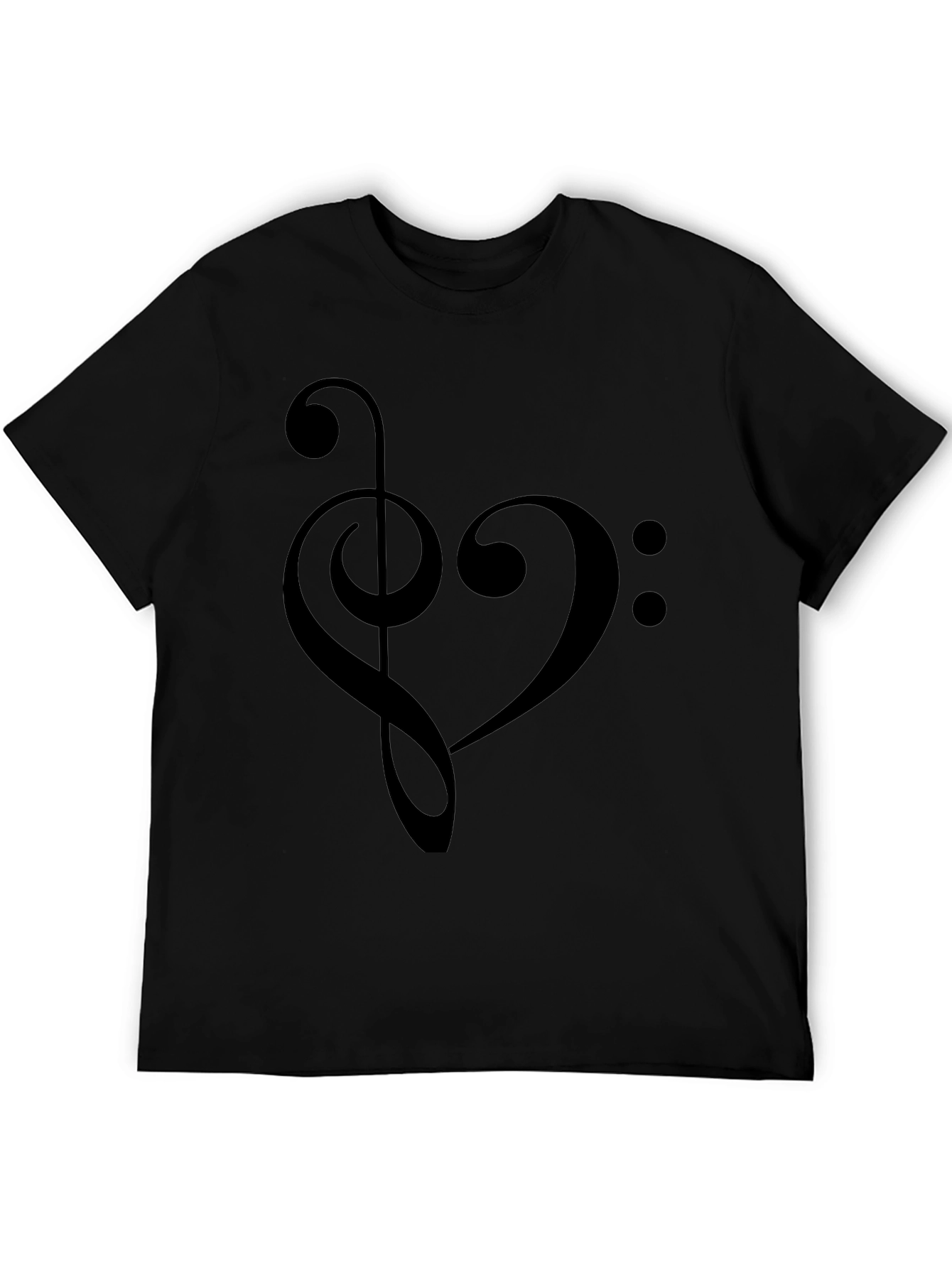 Musical Heartbeat T-Shirt - Treble & Bass Clef Design