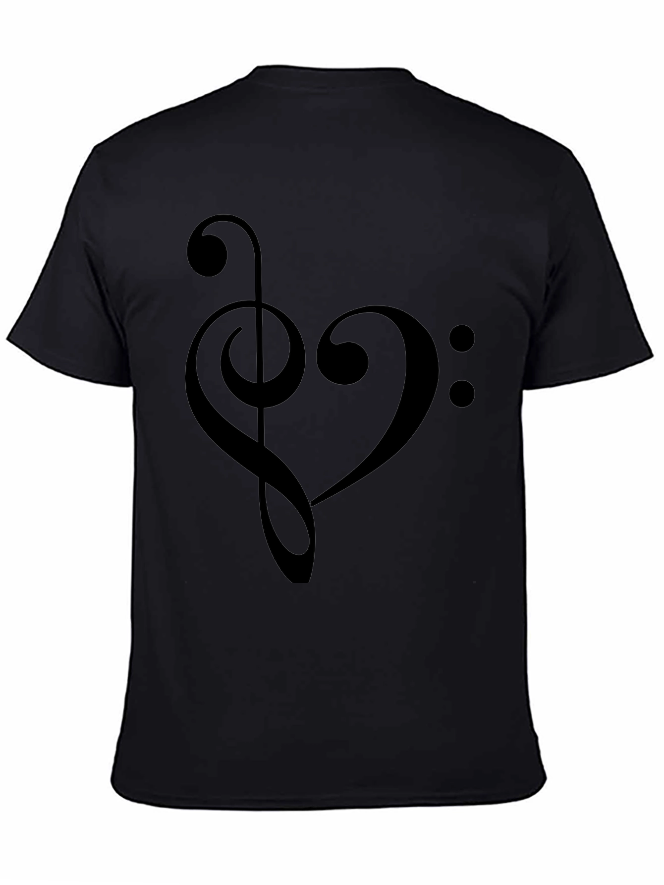 Musical Heartbeat T-Shirt - Treble & Bass Clef Design