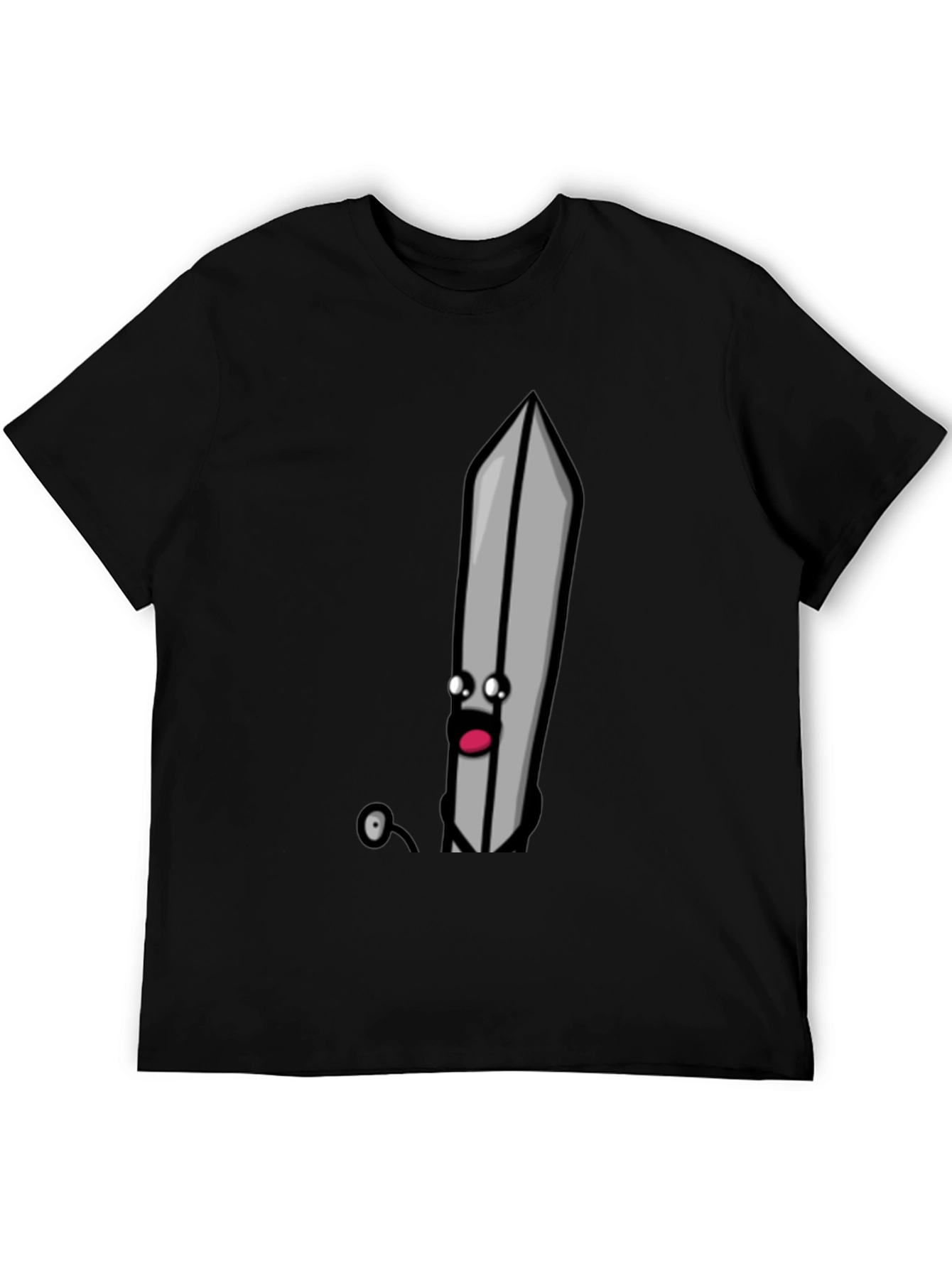 Cartoon Sword T-Shirt - Black Humorous Design