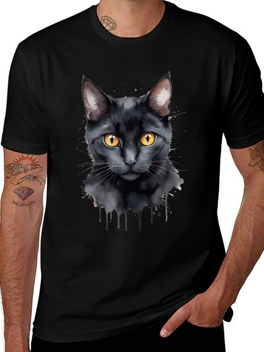 Black Cat Graphic T-Shirt - Mens Casual Tee