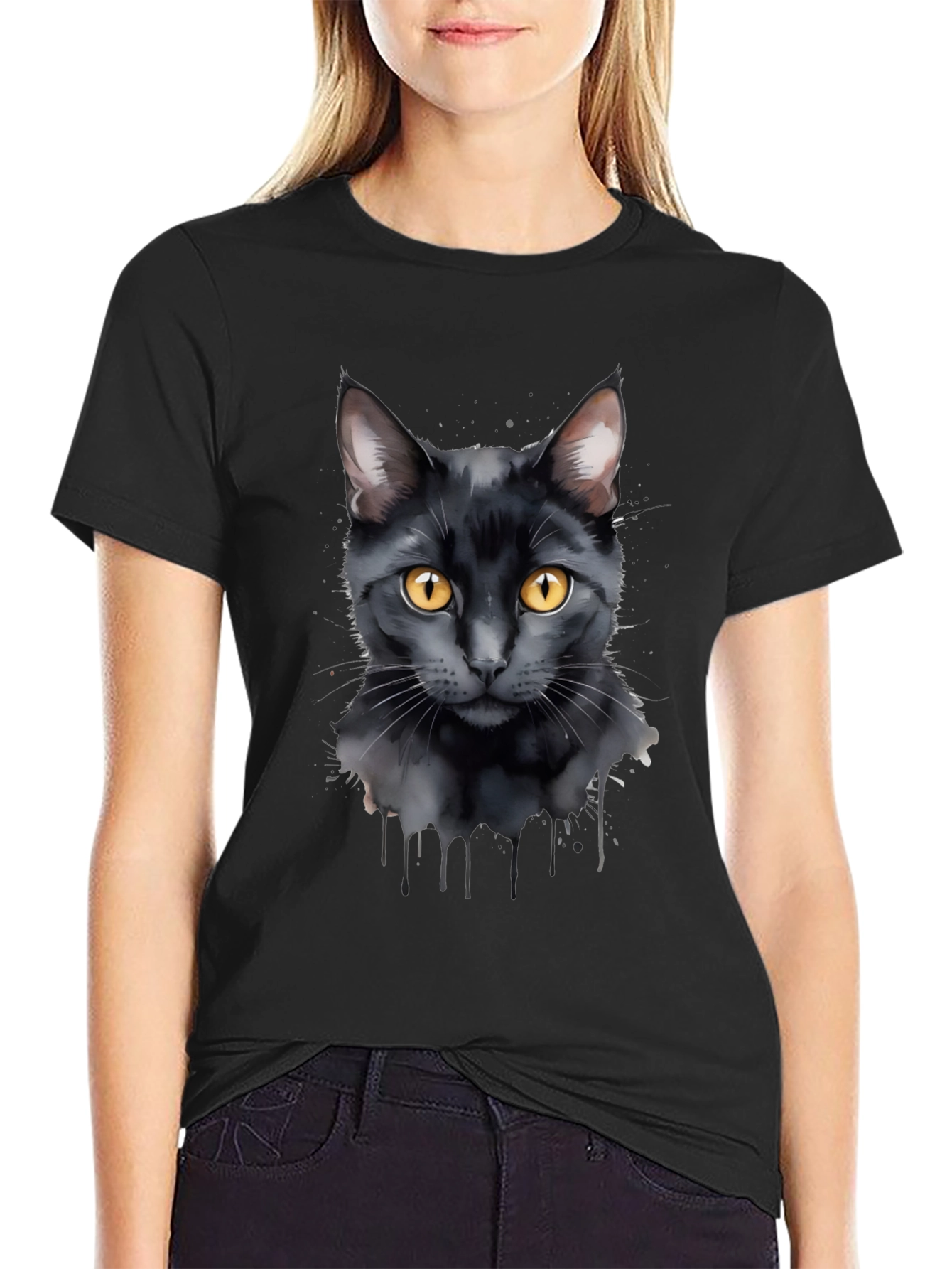 Black Cat Graphic T-Shirt - Mens Casual Tee