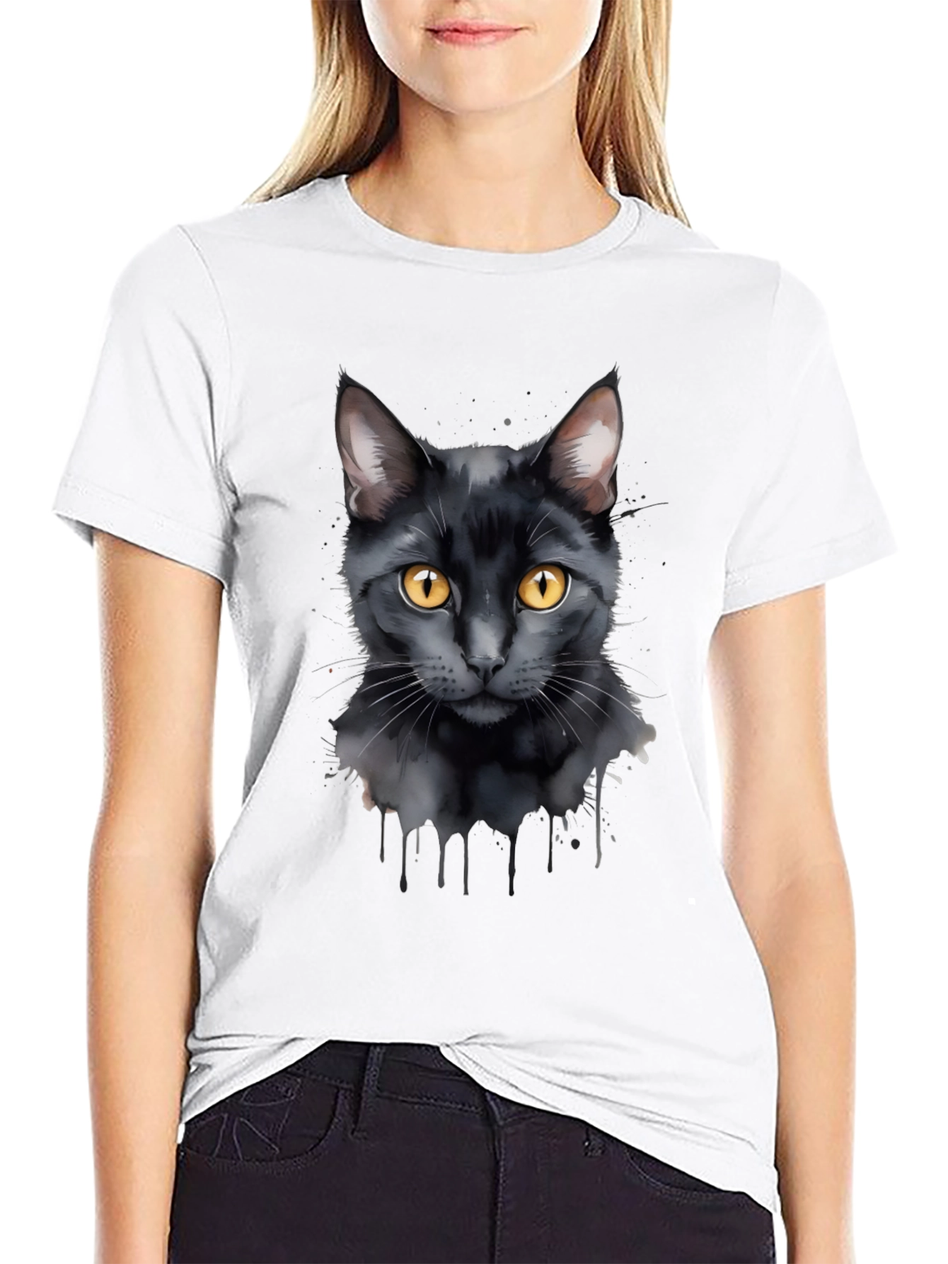 Black Cat Graphic T-Shirt - Mens Casual Tee