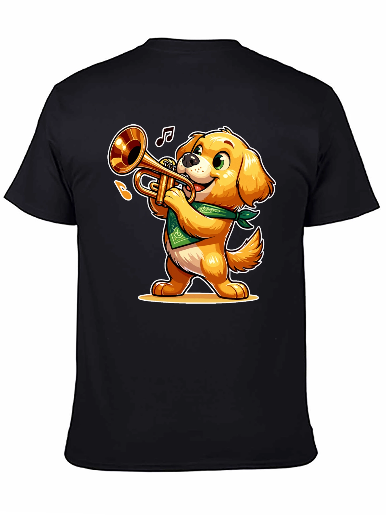Dog Playing Trumpet T-Shirt - Fun Cartoon Design