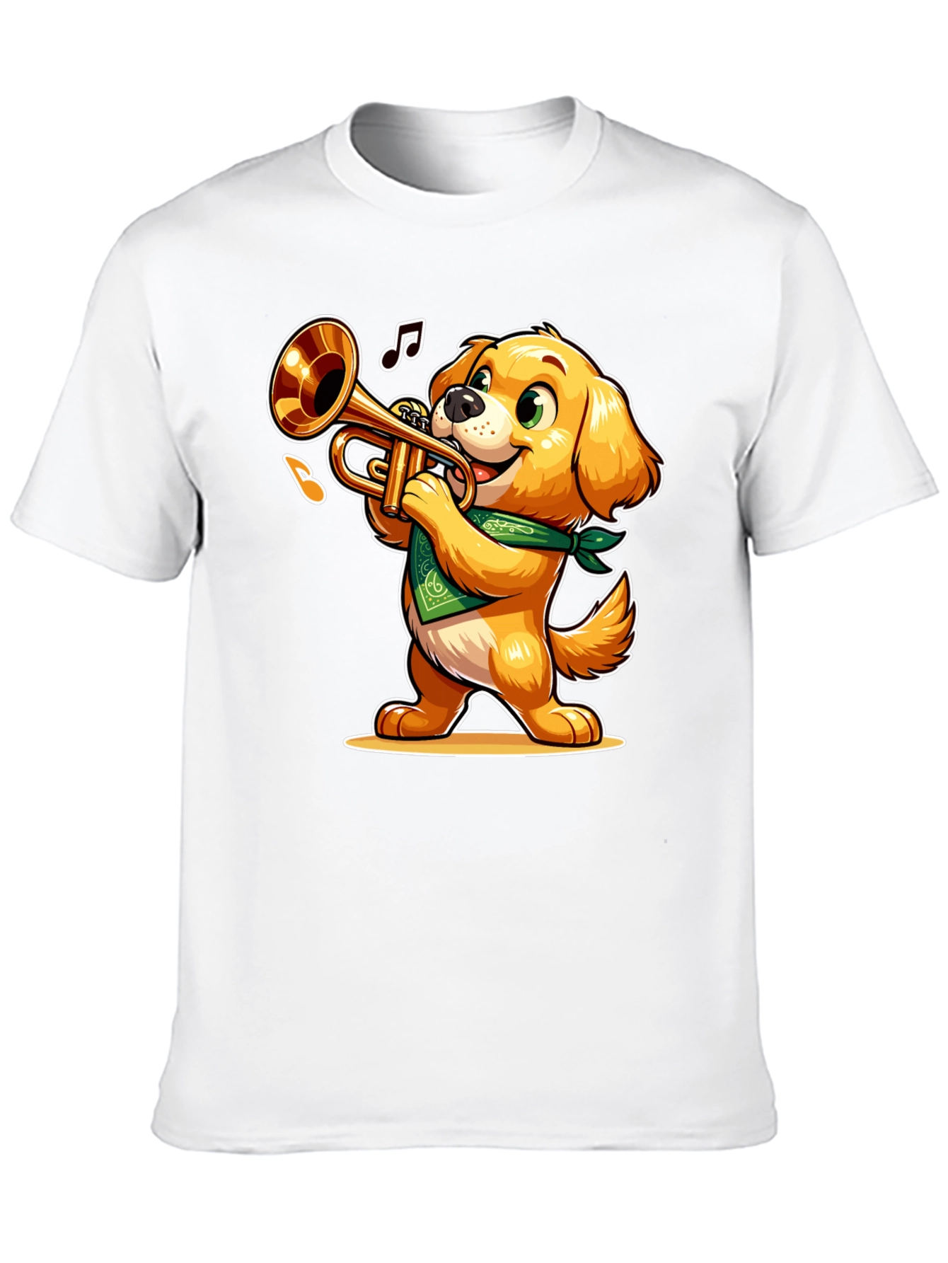 Dog Playing Trumpet T-Shirt - Fun Cartoon Design