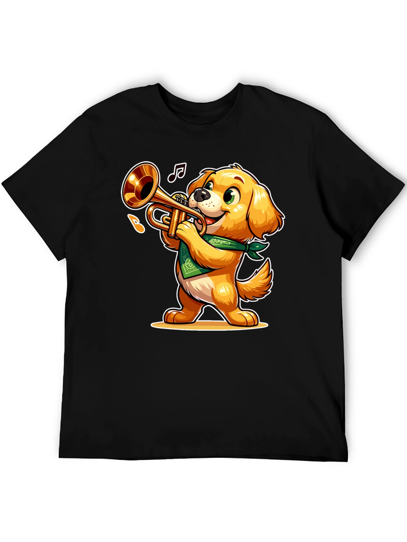 Dog Playing Trumpet T-Shirt - Fun Cartoon Design