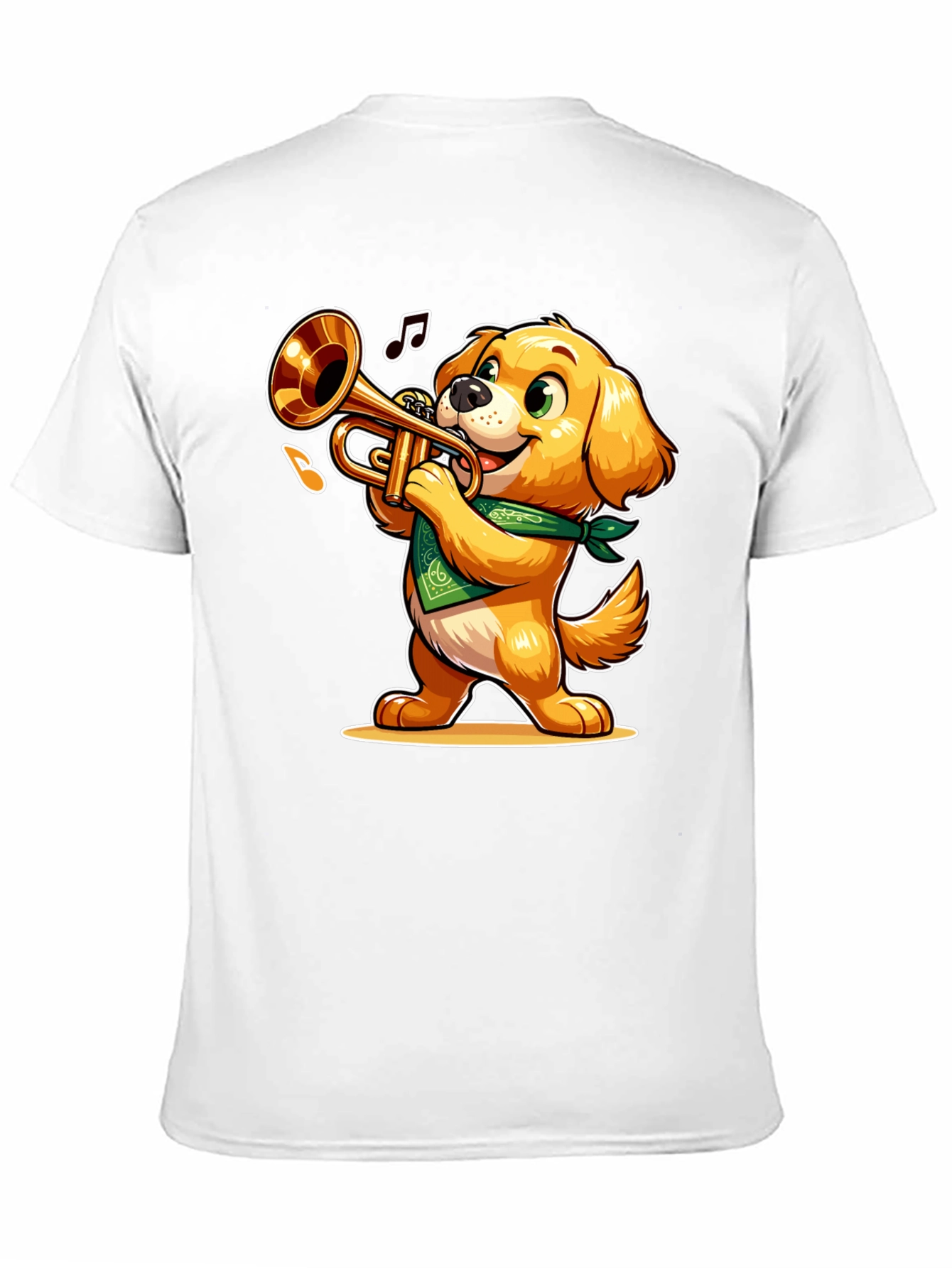 Dog Playing Trumpet T-Shirt - Fun Cartoon Design