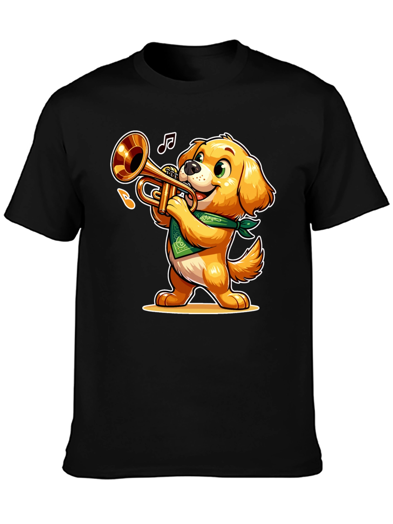 Dog Playing Trumpet T-Shirt - Fun Cartoon Design